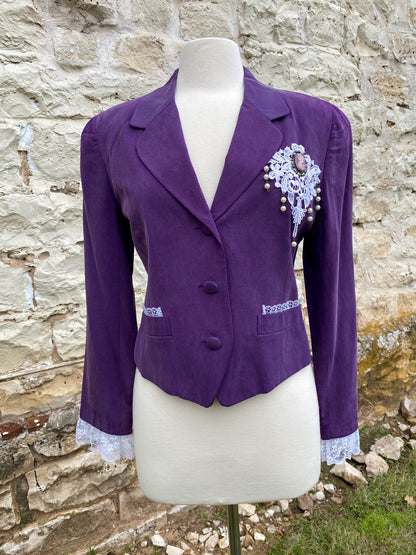 Short Purple Jacket with Brooch -Medium