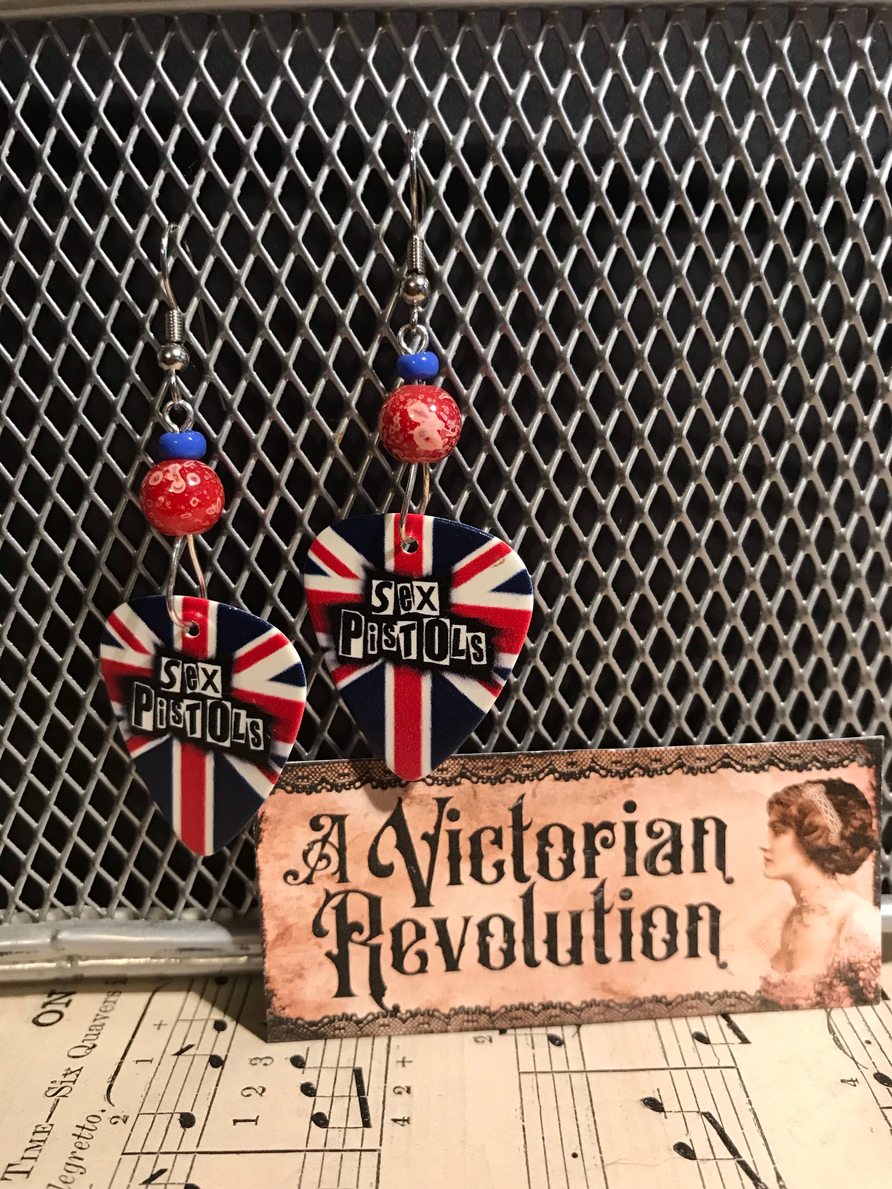 Guitar Pick Earrings - Sex Pistols