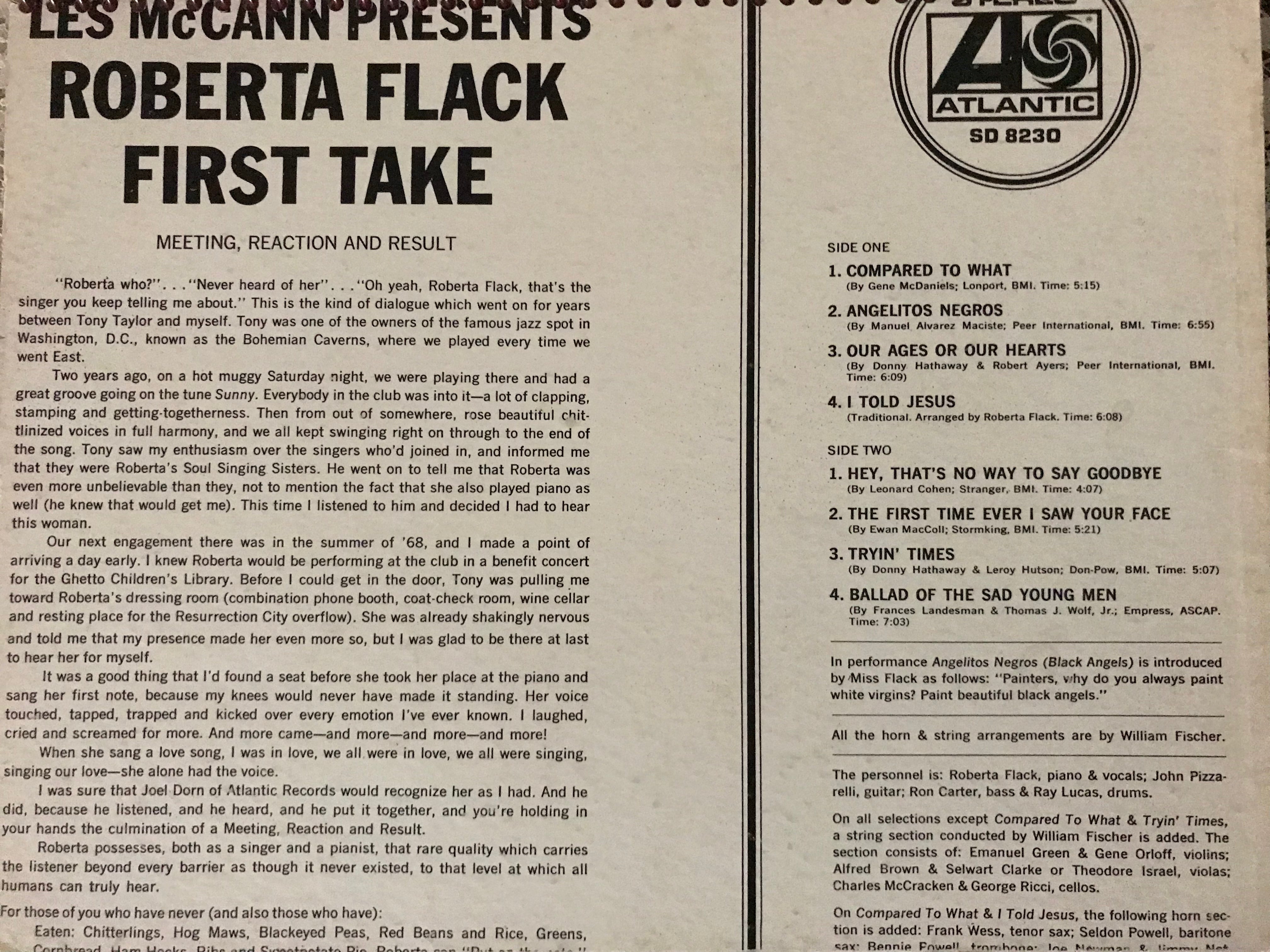 Roberta Flack First Take Album Cover Notebook