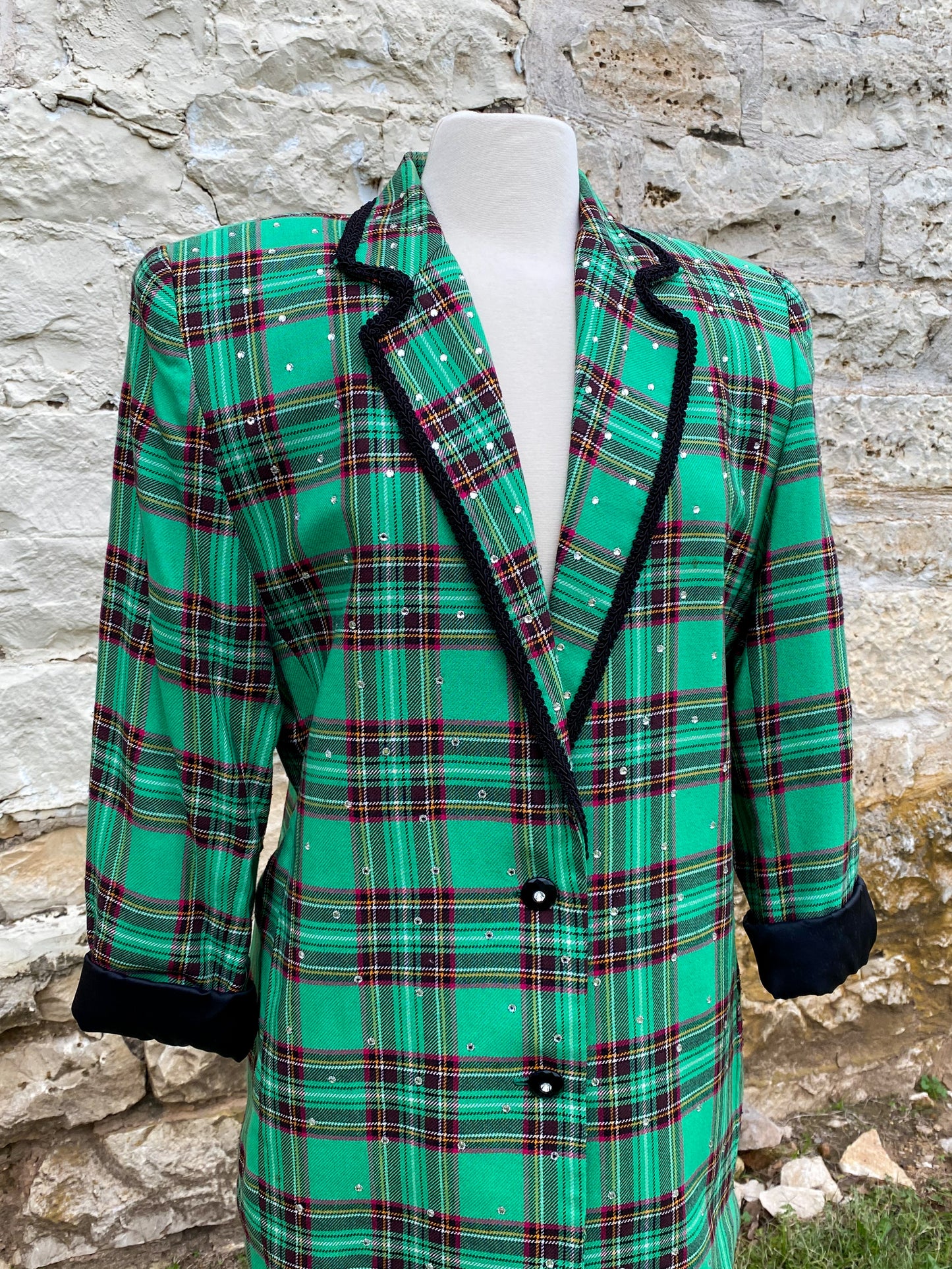 Green Plaid Jacket with Sparkles Large
