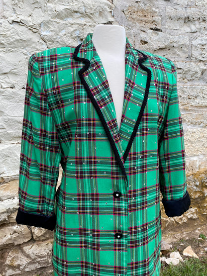 Green Plaid Jacket with Sparkles Large