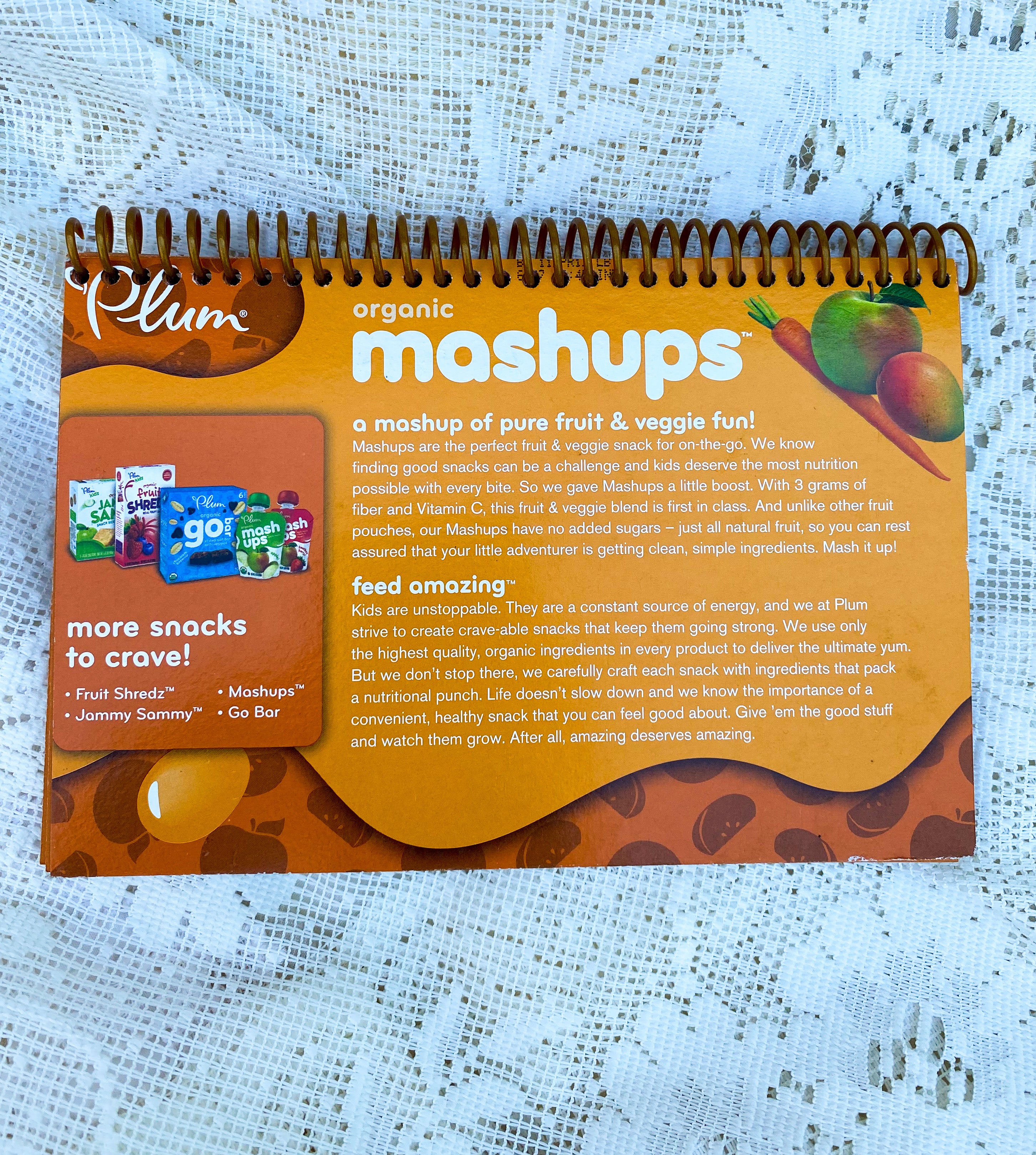 Plum Mashups Baby Food Upcycled Spiral Notebook