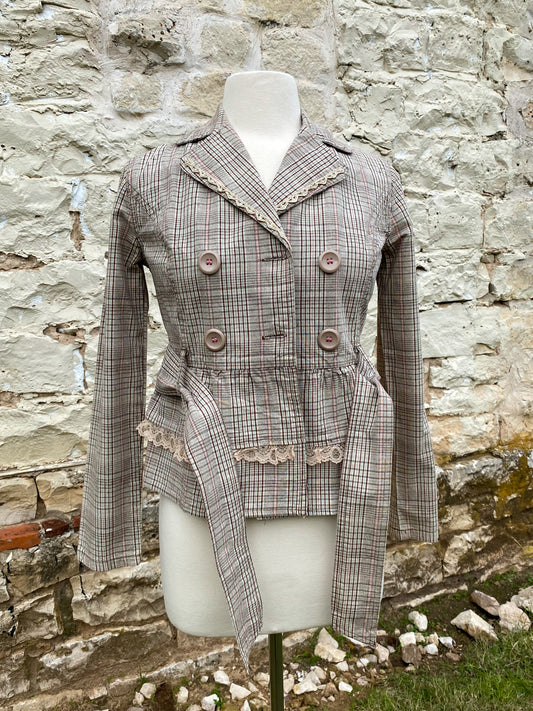 Light Brown Plaid Jacket - Small