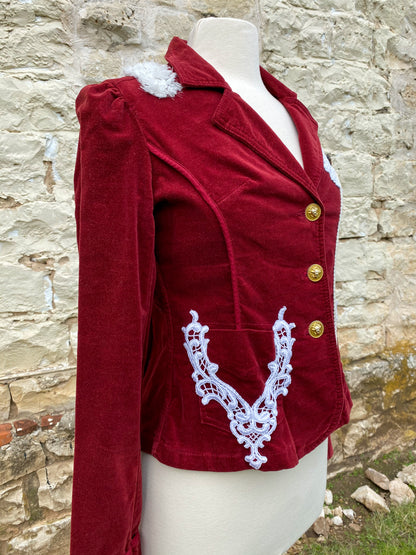 Burgundy Jacket with Fuzzy Yoke - Small