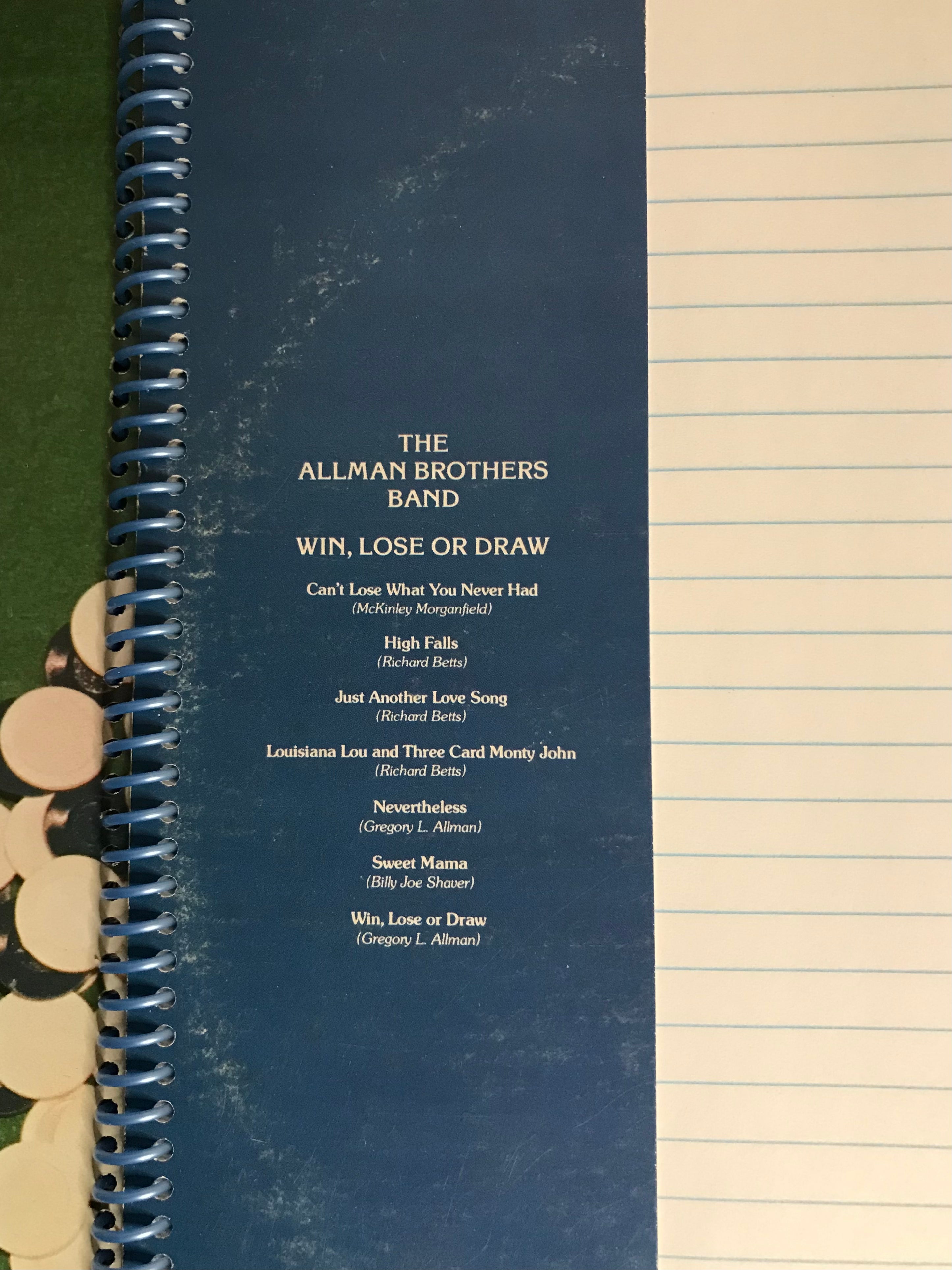 Allman Brothers Win, Lose Or Draw Album Cover Notebook