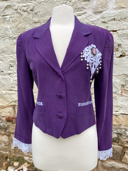 Short Purple Jacket with Brooch -Medium