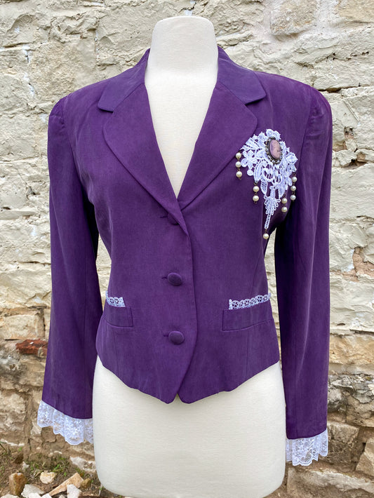 Short Purple Jacket with Brooch -Medium