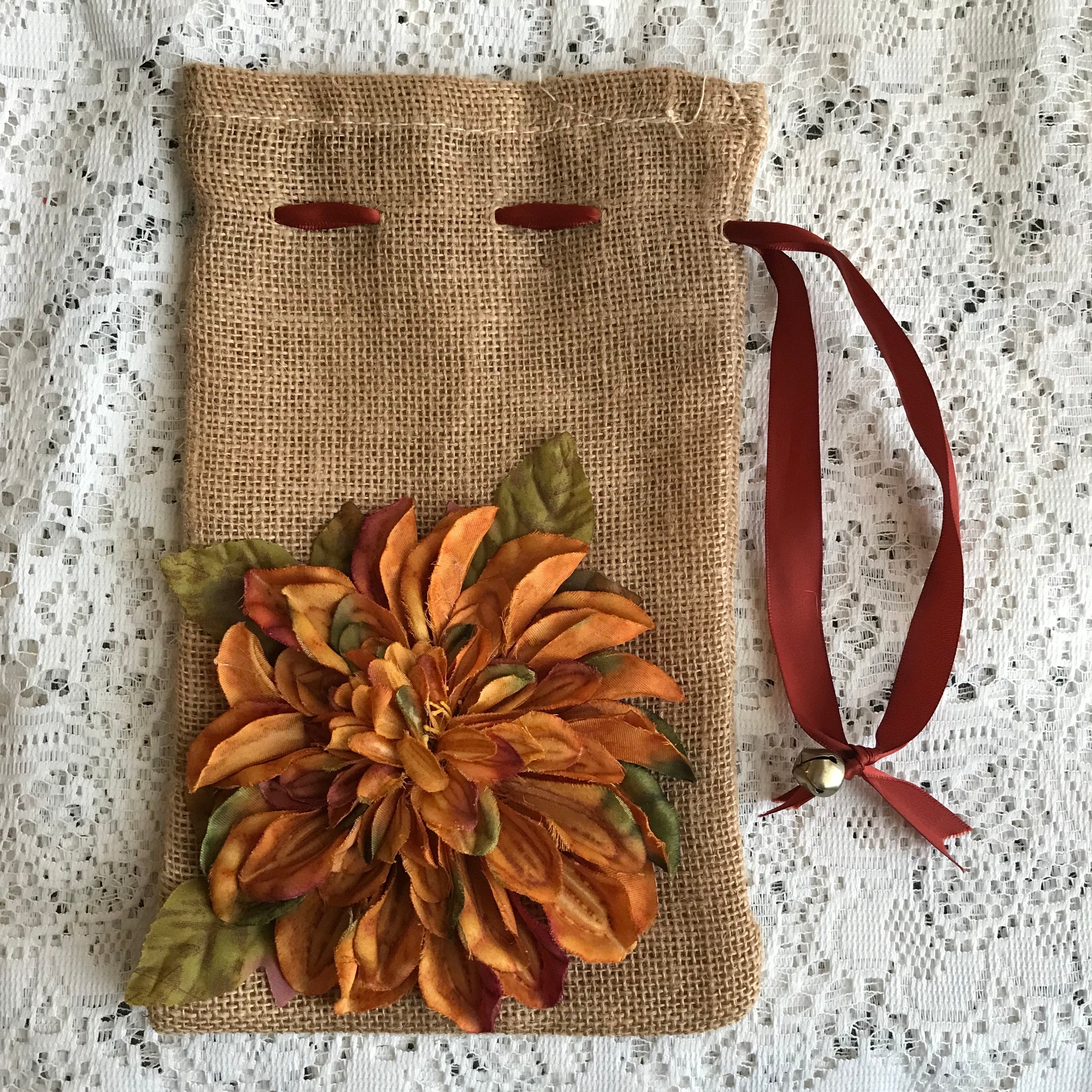Drawstring Bag with Chrysanthemum