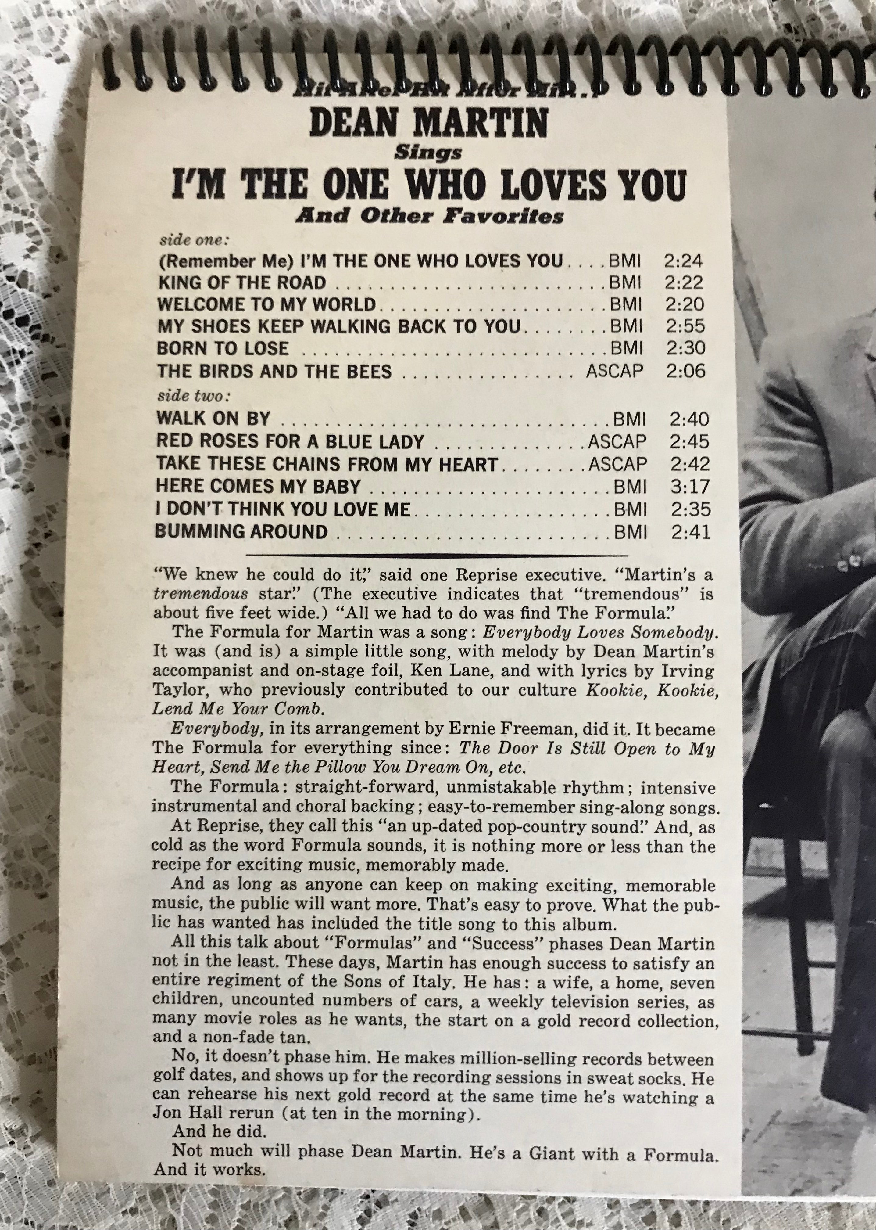 Dean Martin  I'm The One Who Loves You Album Cover Notebook