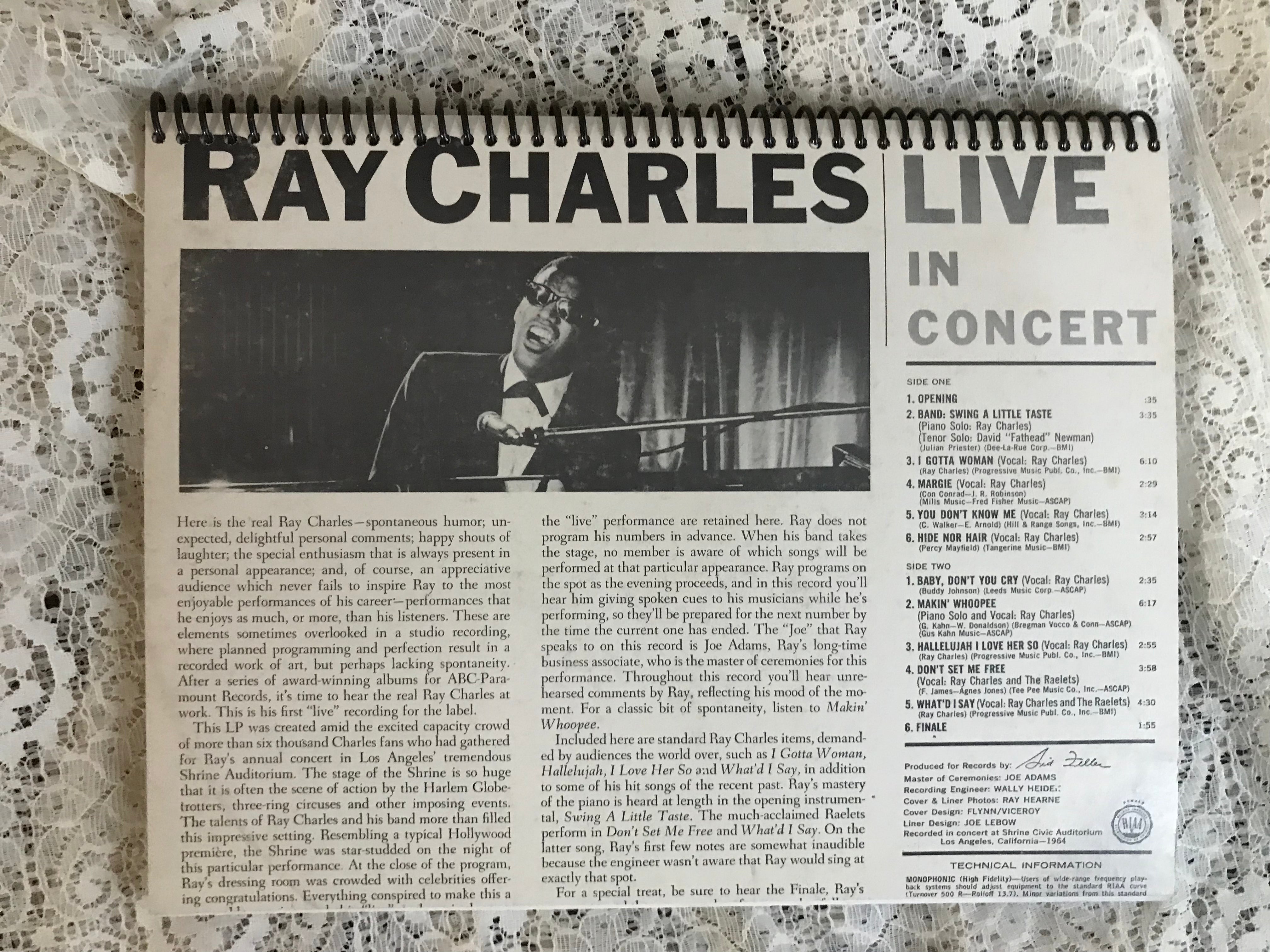 Ray Charles Live Recycled Album Cover Notebook