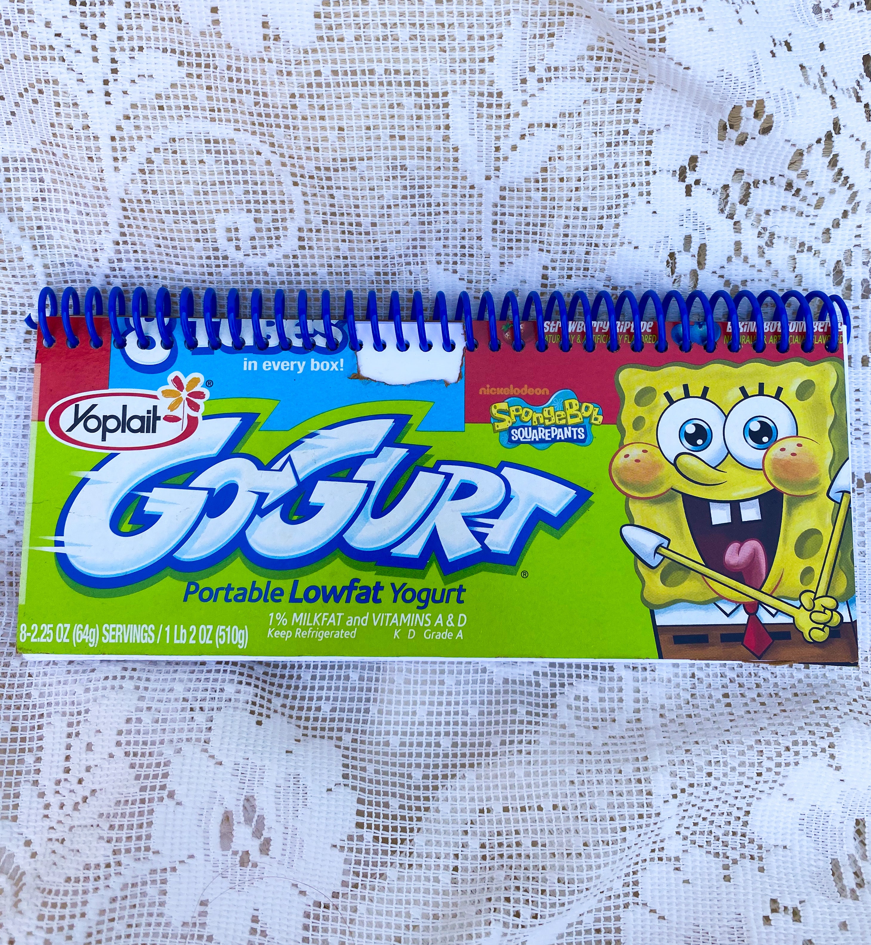 SpongeBob SquarePants GoGurt Upcycled Spiral Notebook