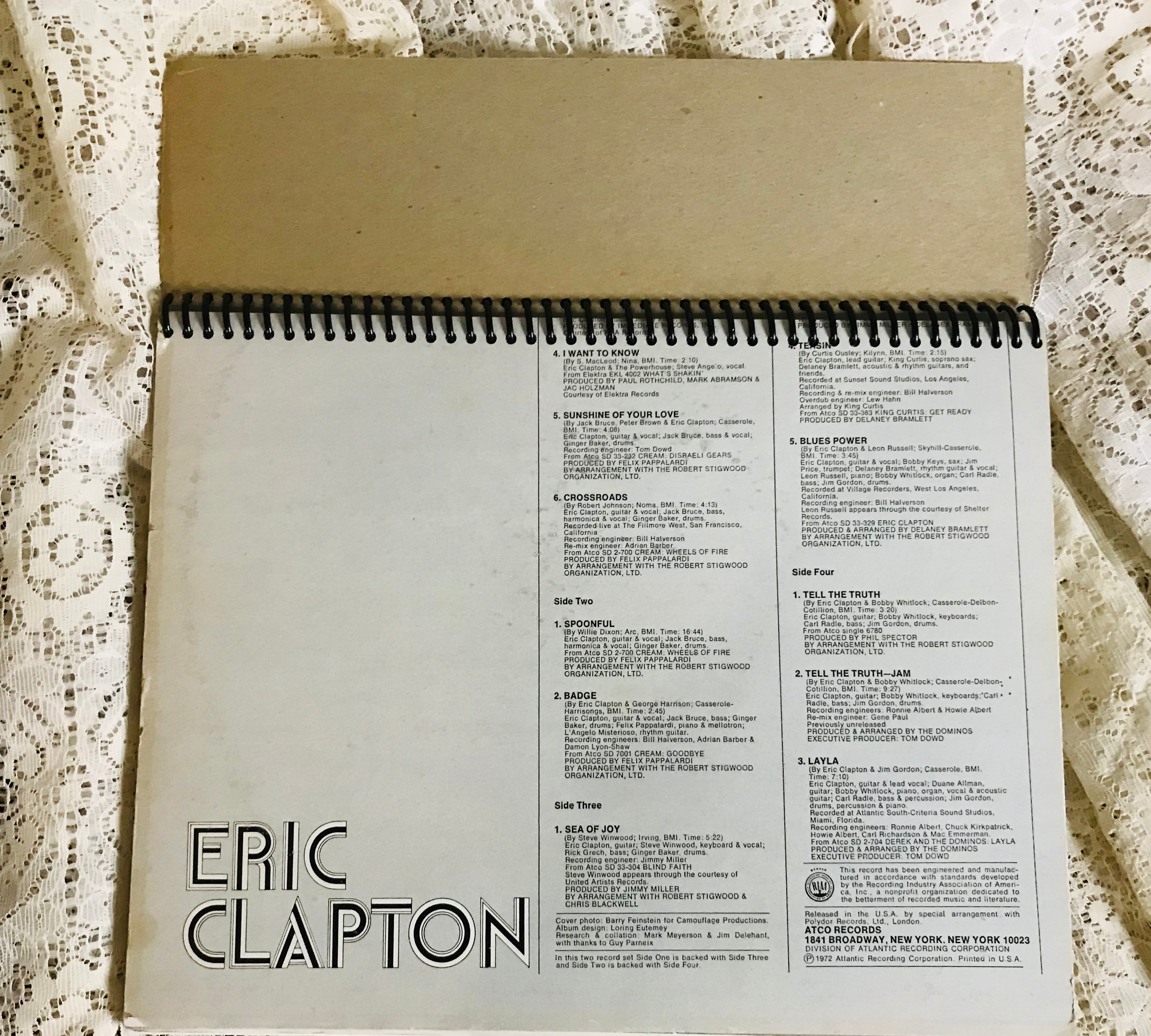 Eric Clapton, History of, Album Cover Notebook