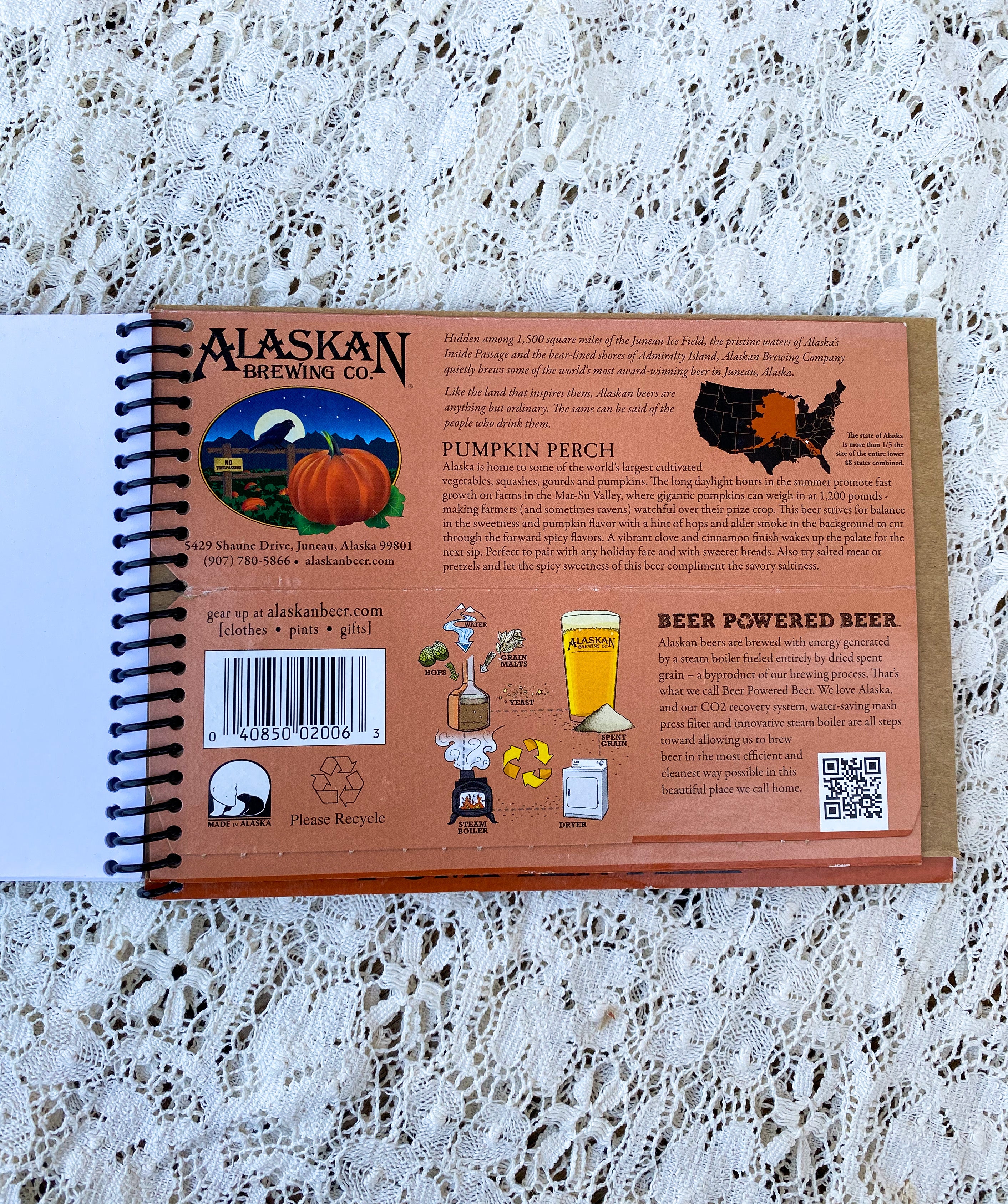 Alaskan Pumpkin Ale Recycled Beer Carton Notebook