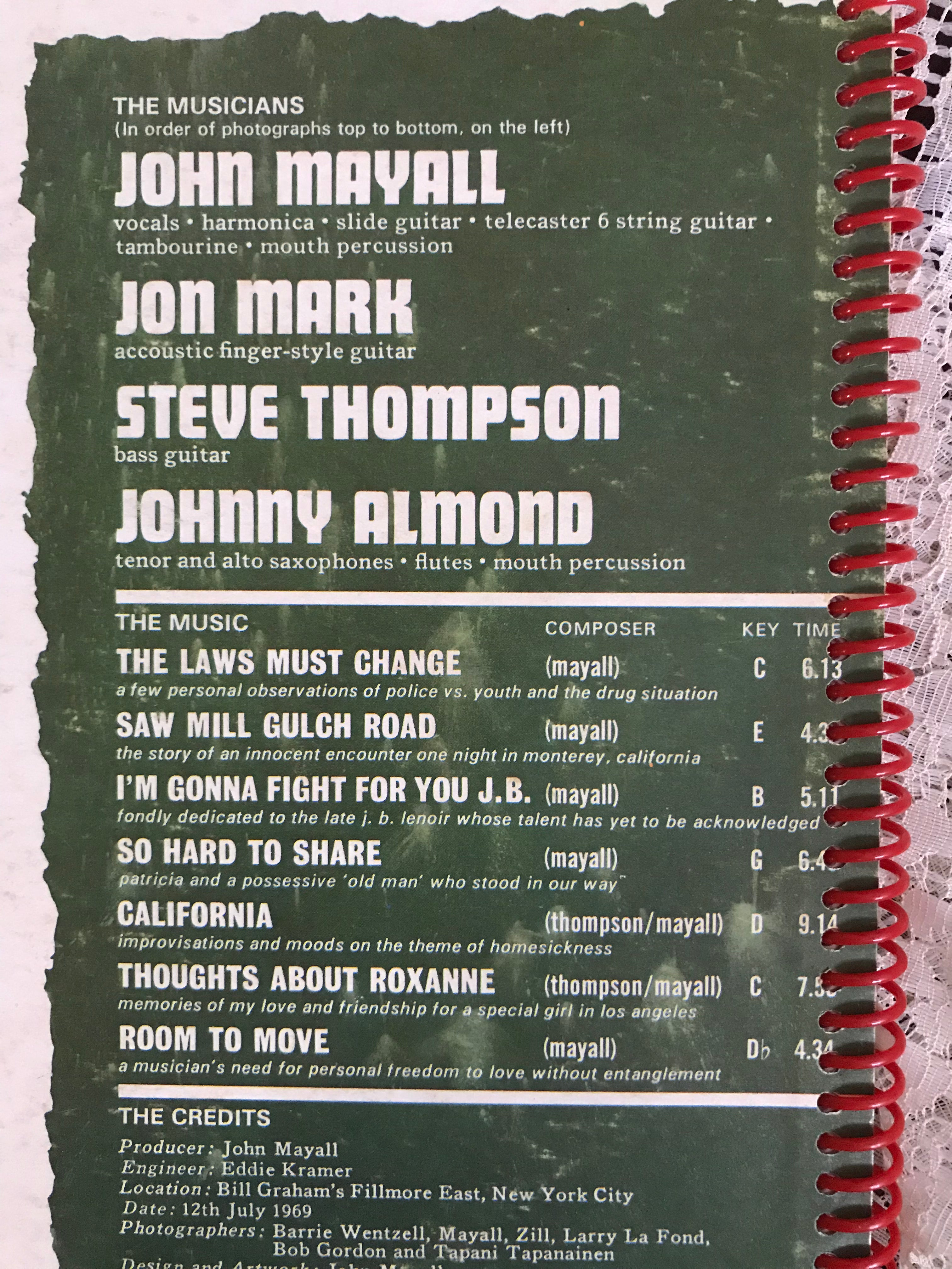 John Mayall The Turning Point Recycled Album Cover Notebook