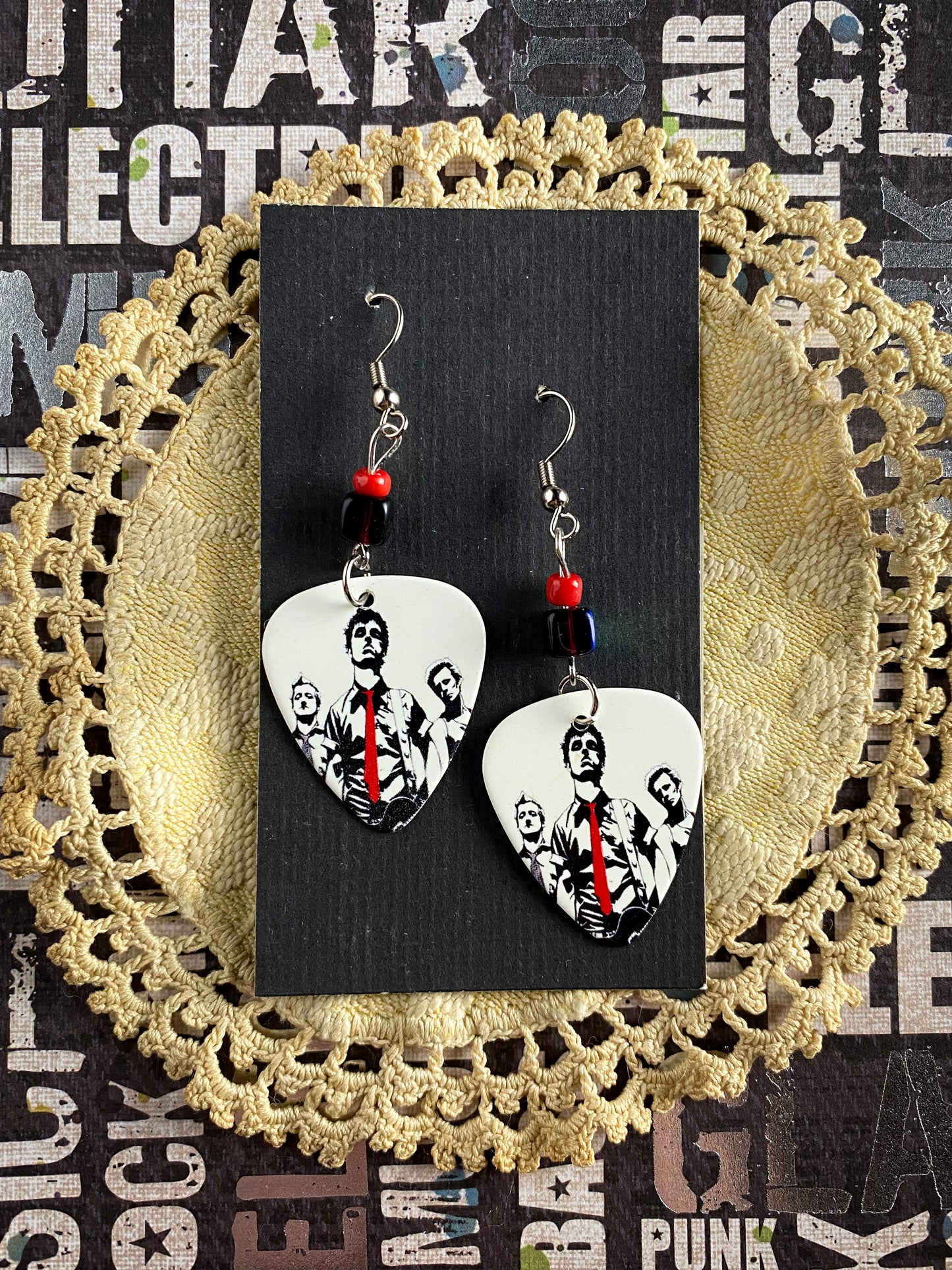 Guitar Pick Earrings - Green Day