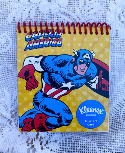 Marvel Comics - Spider Man and Captain America Recycled Kleenex Box Notebook