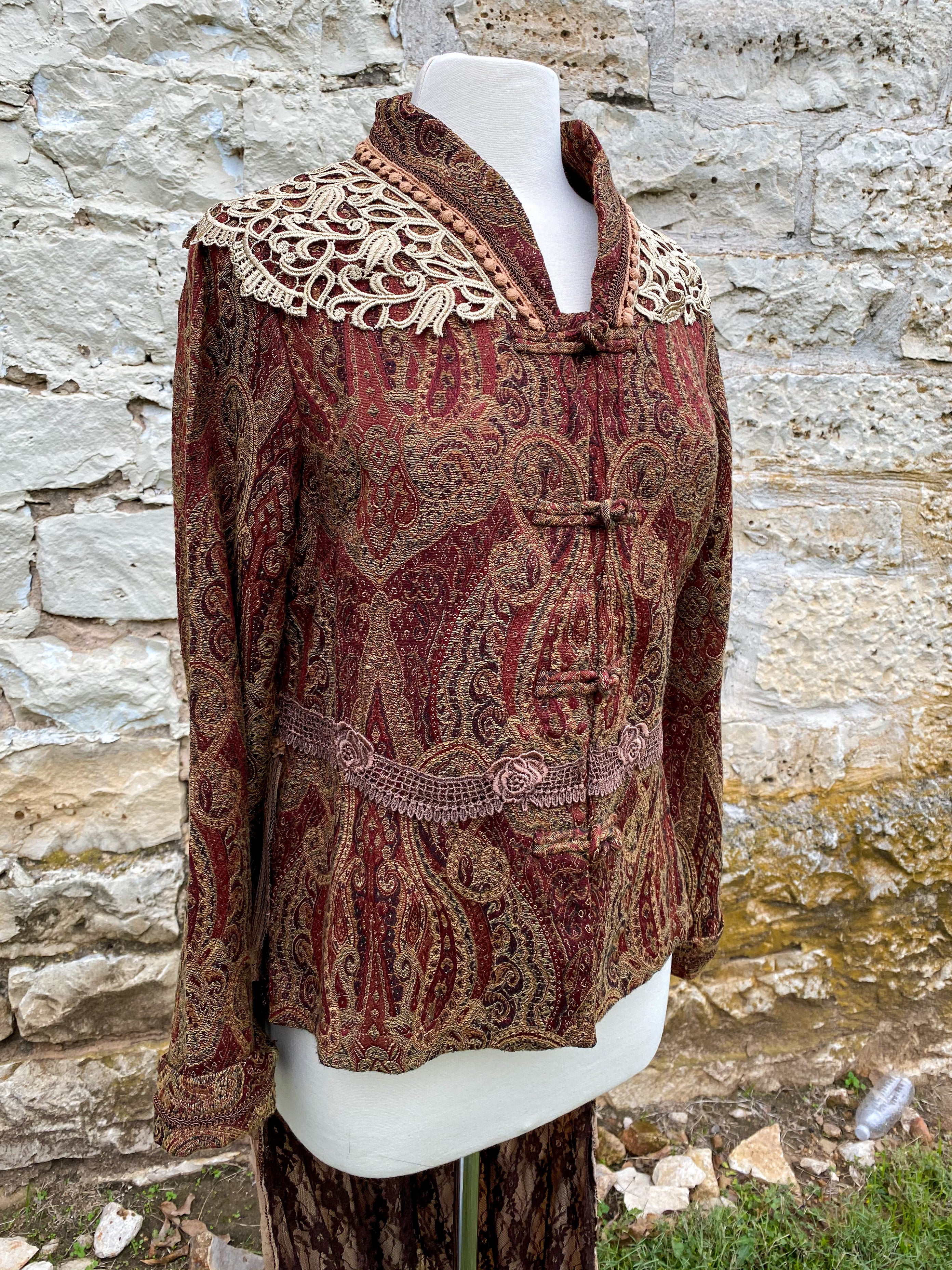 Elegant Paisley Upcycled Victorian Jacket -SMALL
