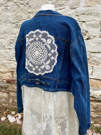 Denim Jacket with Lace Skirt Size 30 w