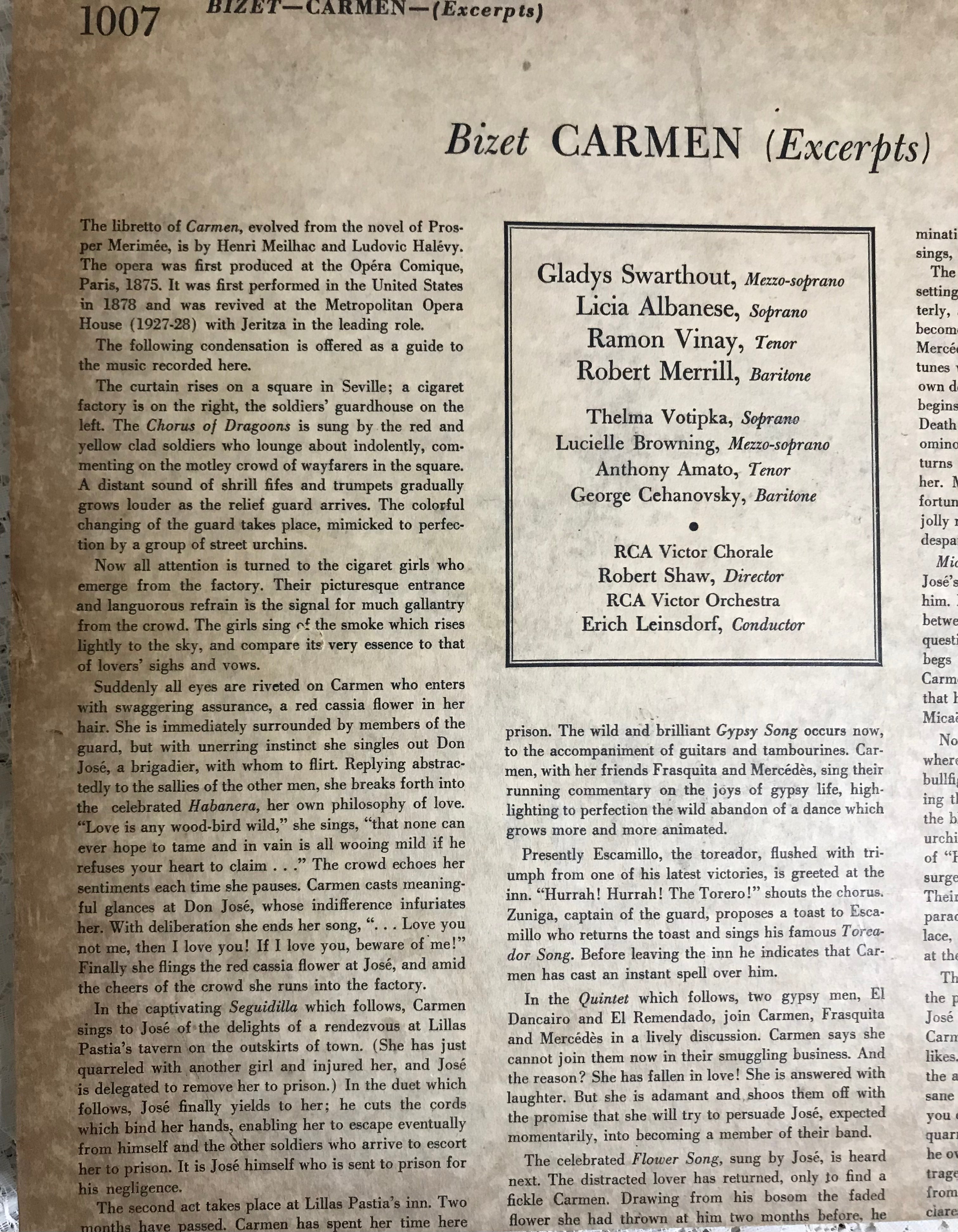 Carmen (Bizet) Album Cover Notebook
