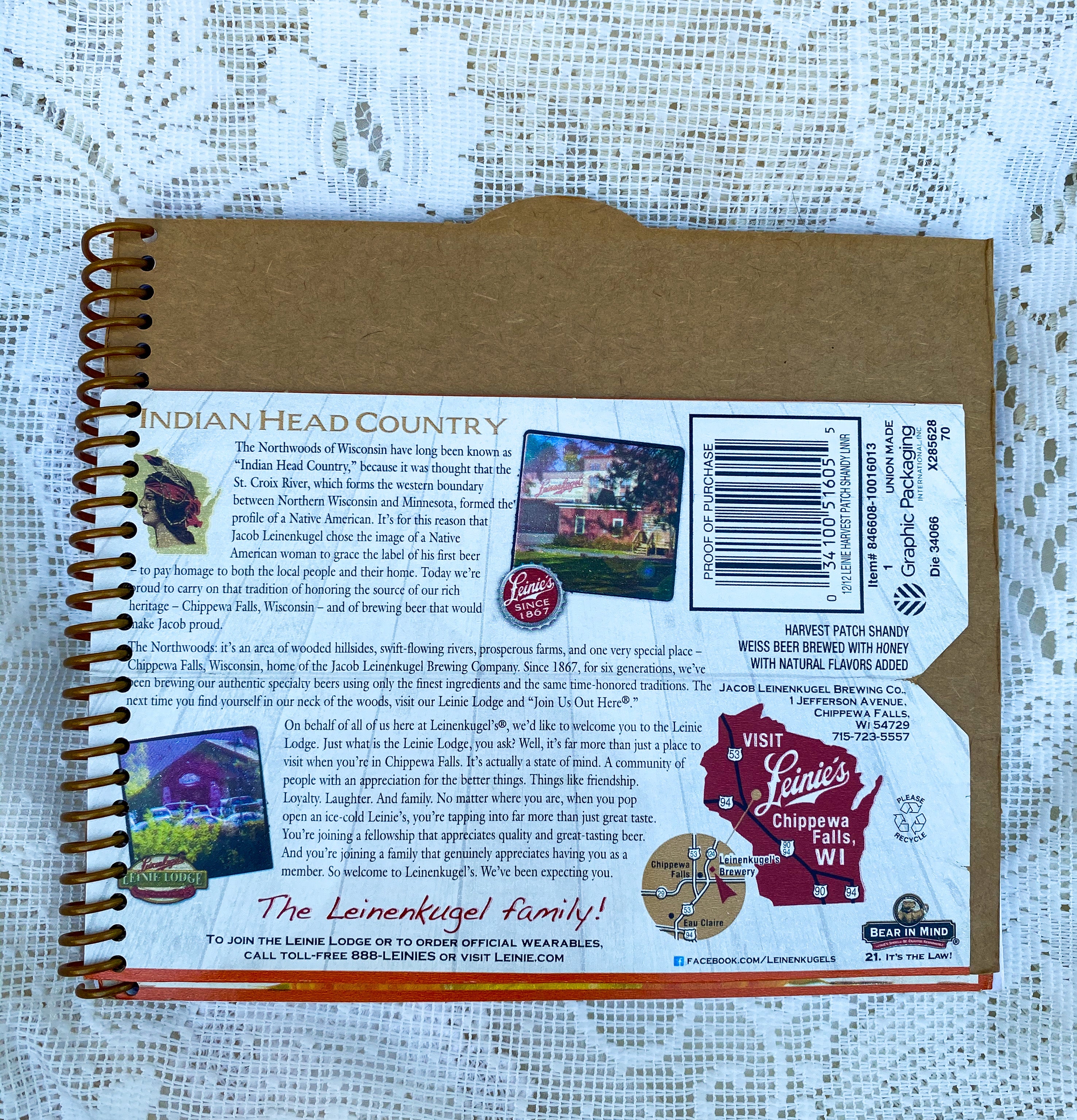 Leinenkugel’s Harvest Patch Shandy Recycled Beer Carton Notebook