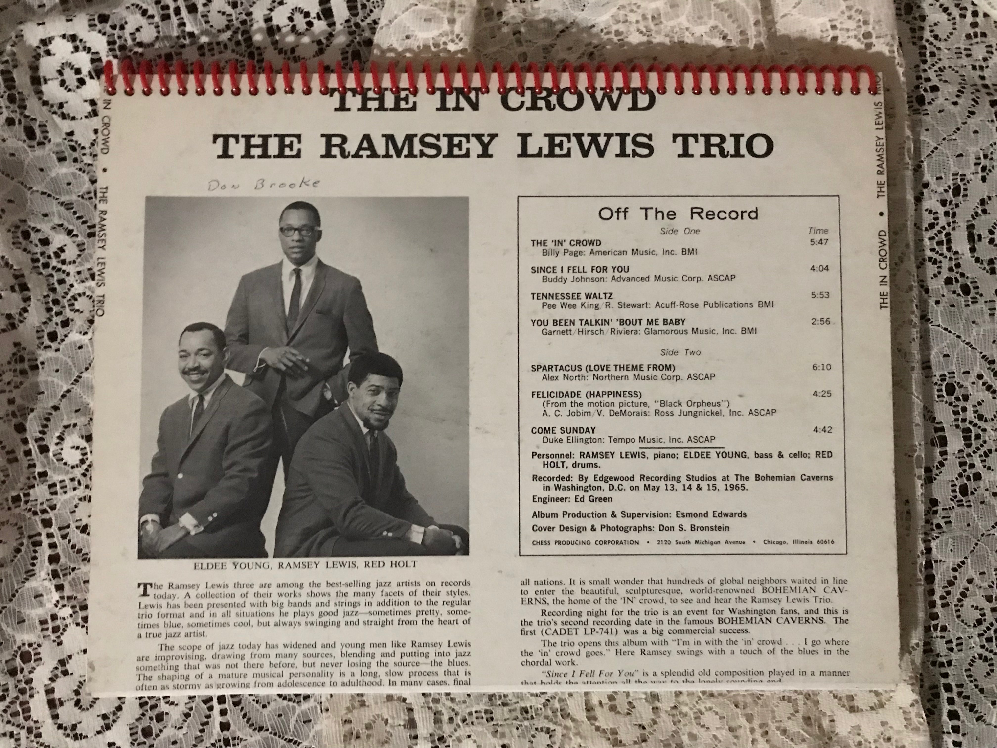 Ramsey Lewis Trio  The In Crowd Album Cover Notebook