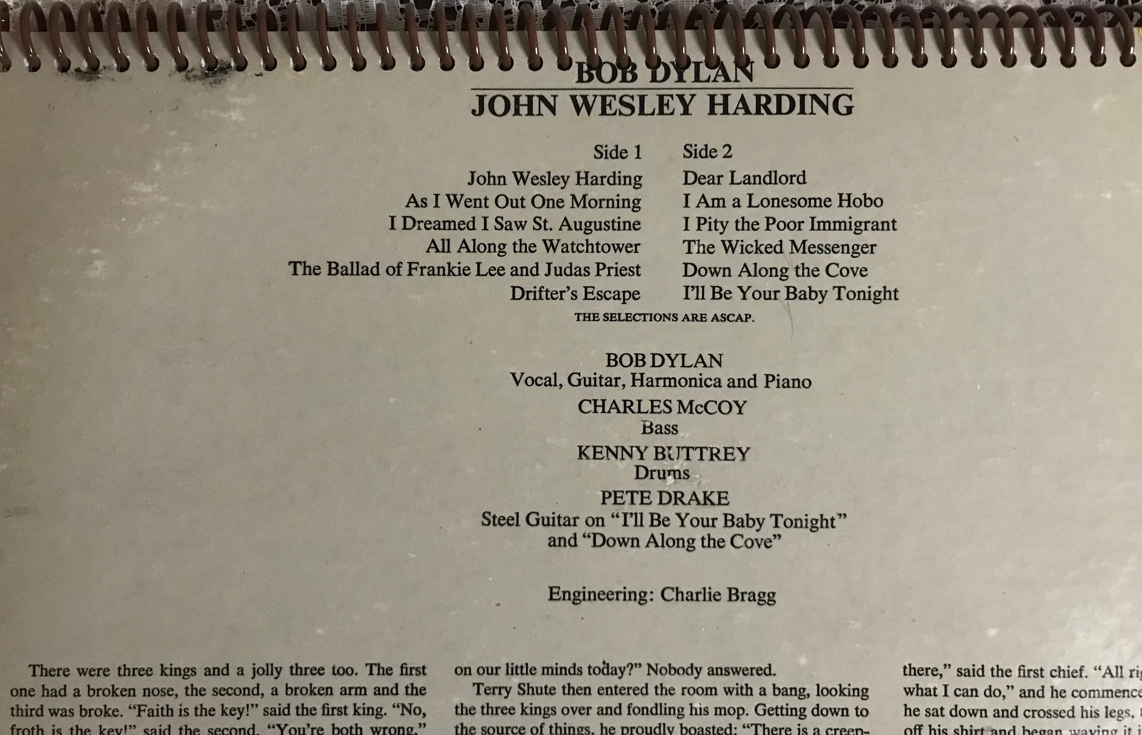 Bob Dylan John Wesley Harding Album Cover Notebook