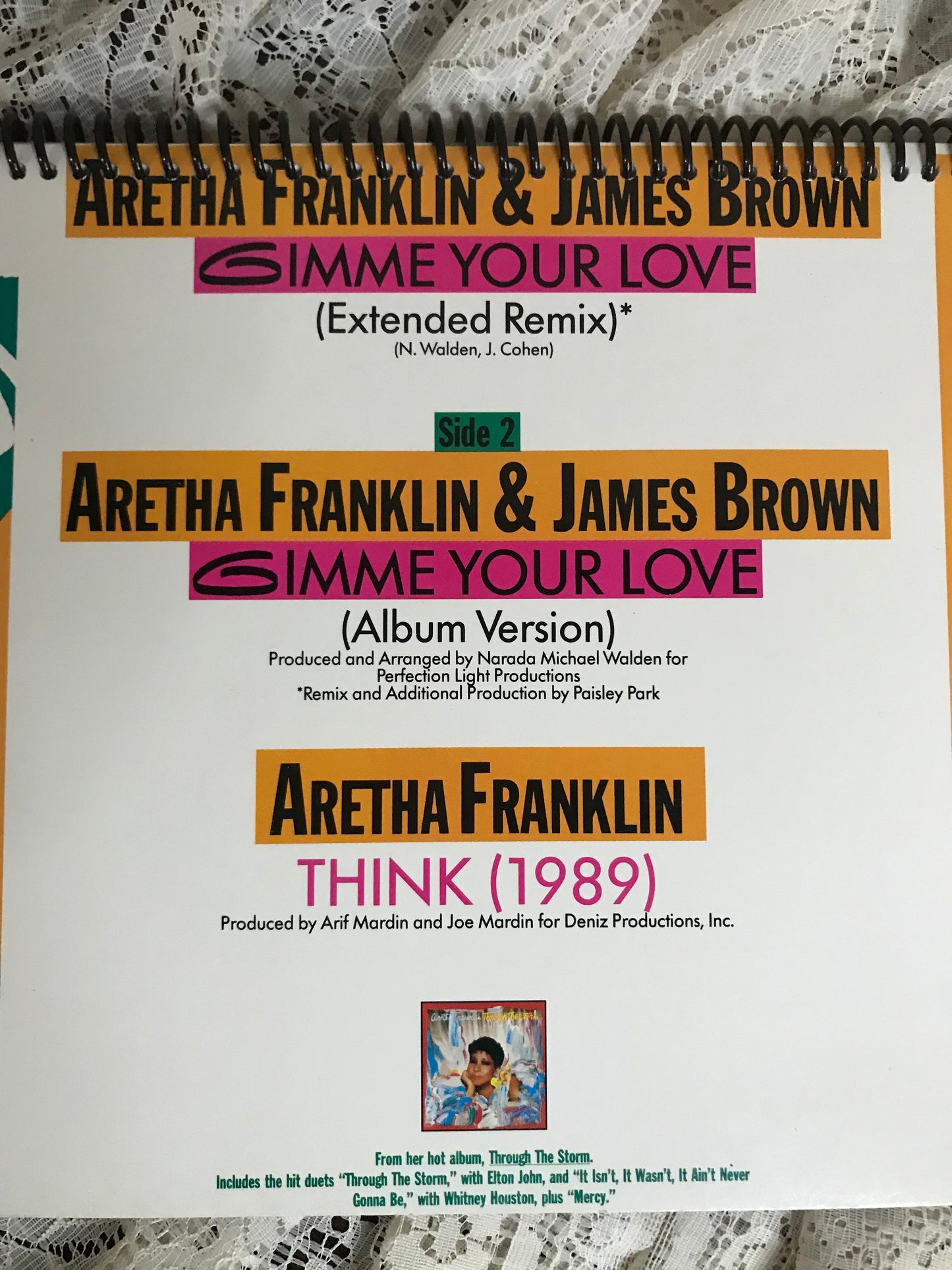 Aretha Franklin and James Brown Album Cover Notebook