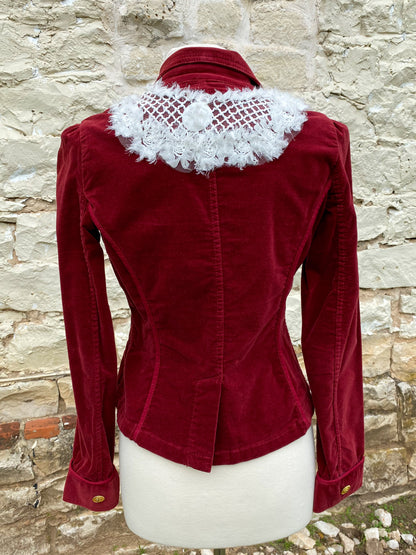 Burgundy Jacket with Fuzzy Yoke - Small