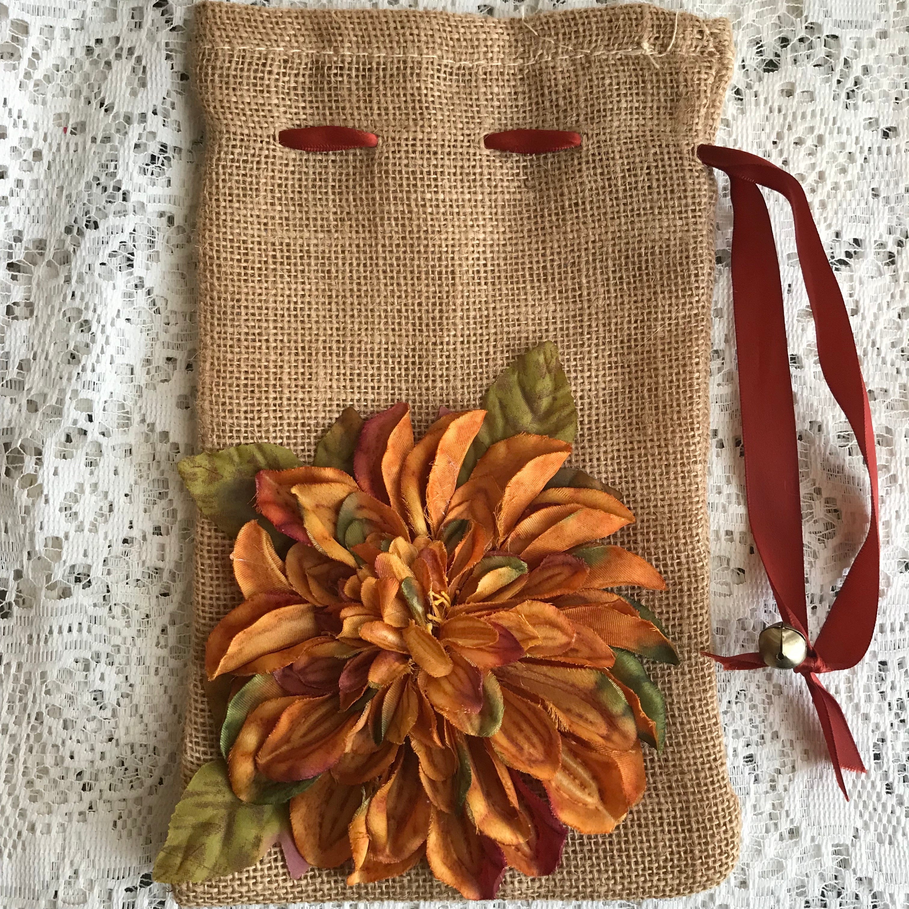 Drawstring Bag with Chrysanthemum