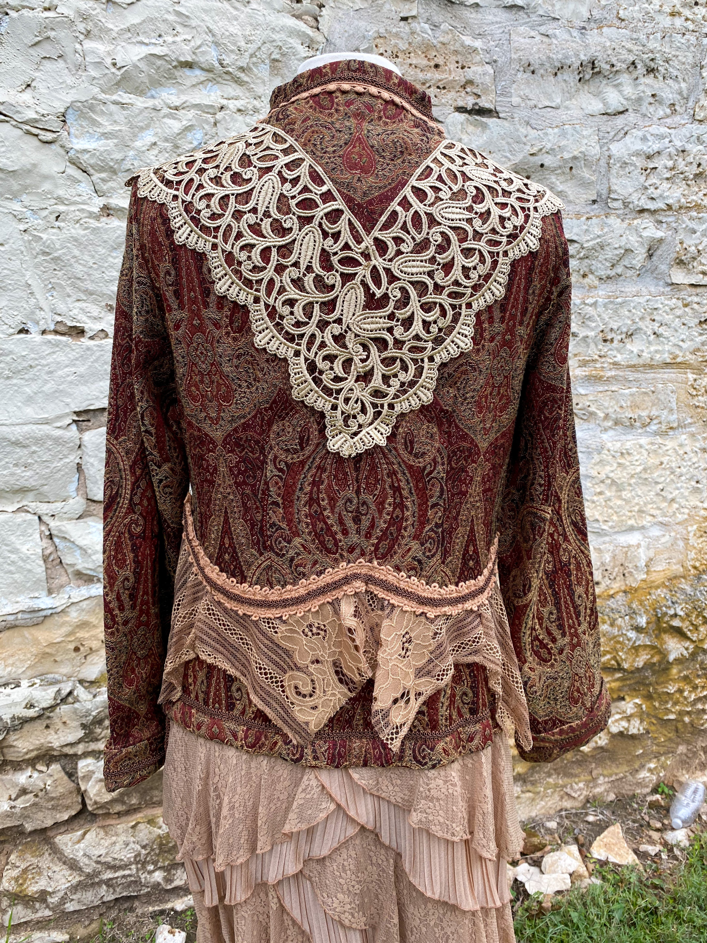 Elegant Paisley Upcycled Victorian Jacket -SMALL