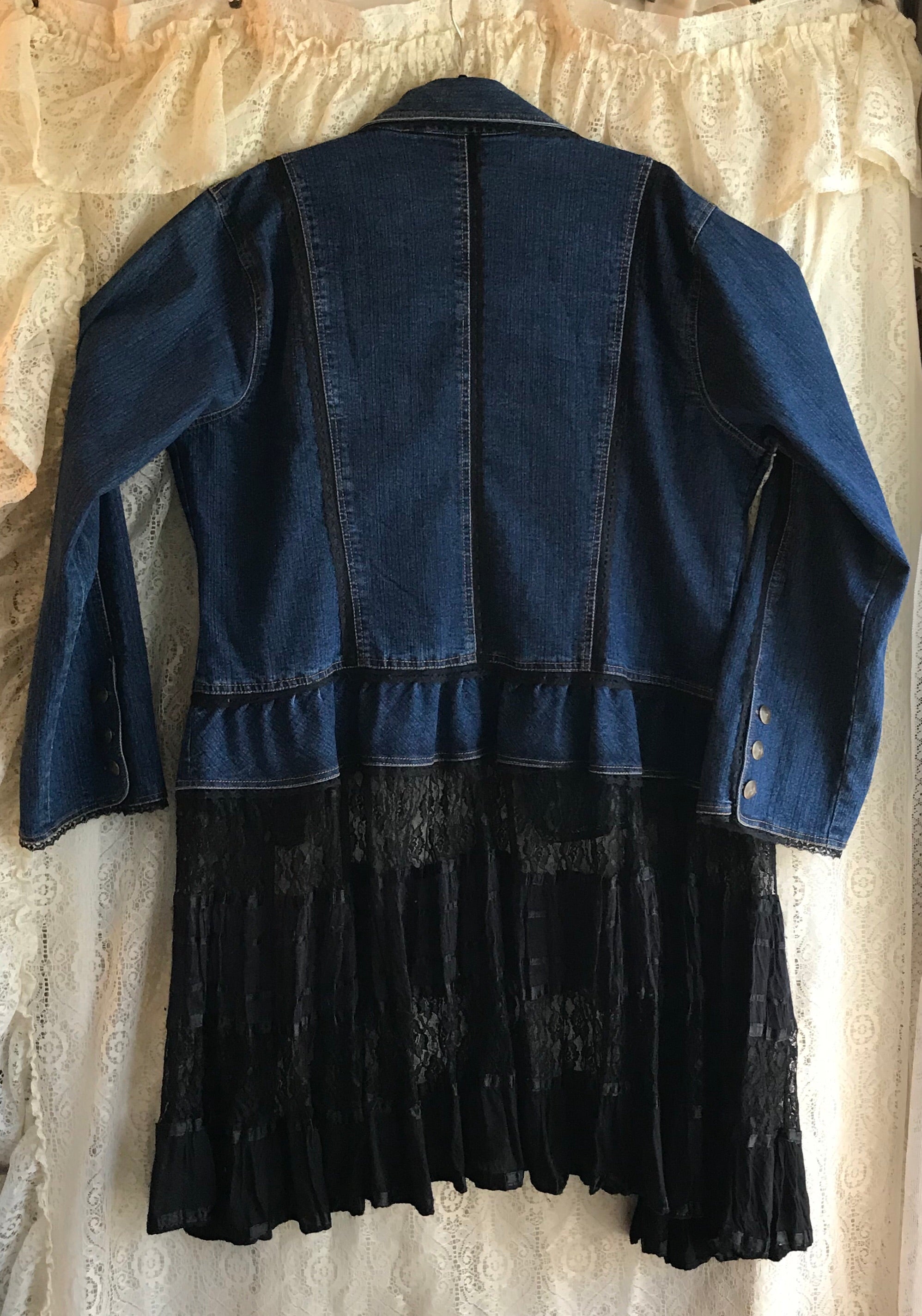 Ladies Denim and Lace Jacket For the Curvy Gal -3XL