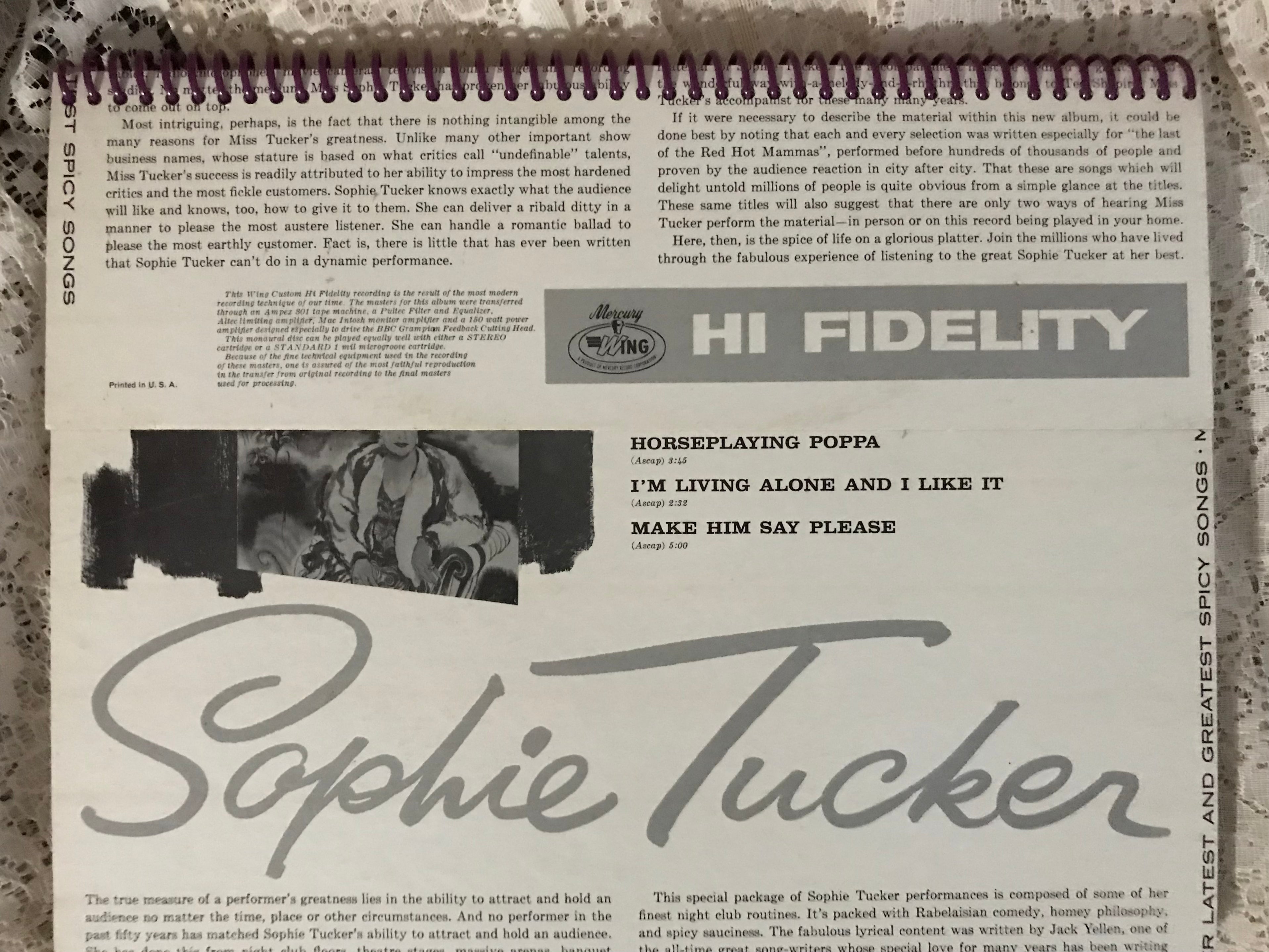 Sophie Tucker Album Cover Notebook