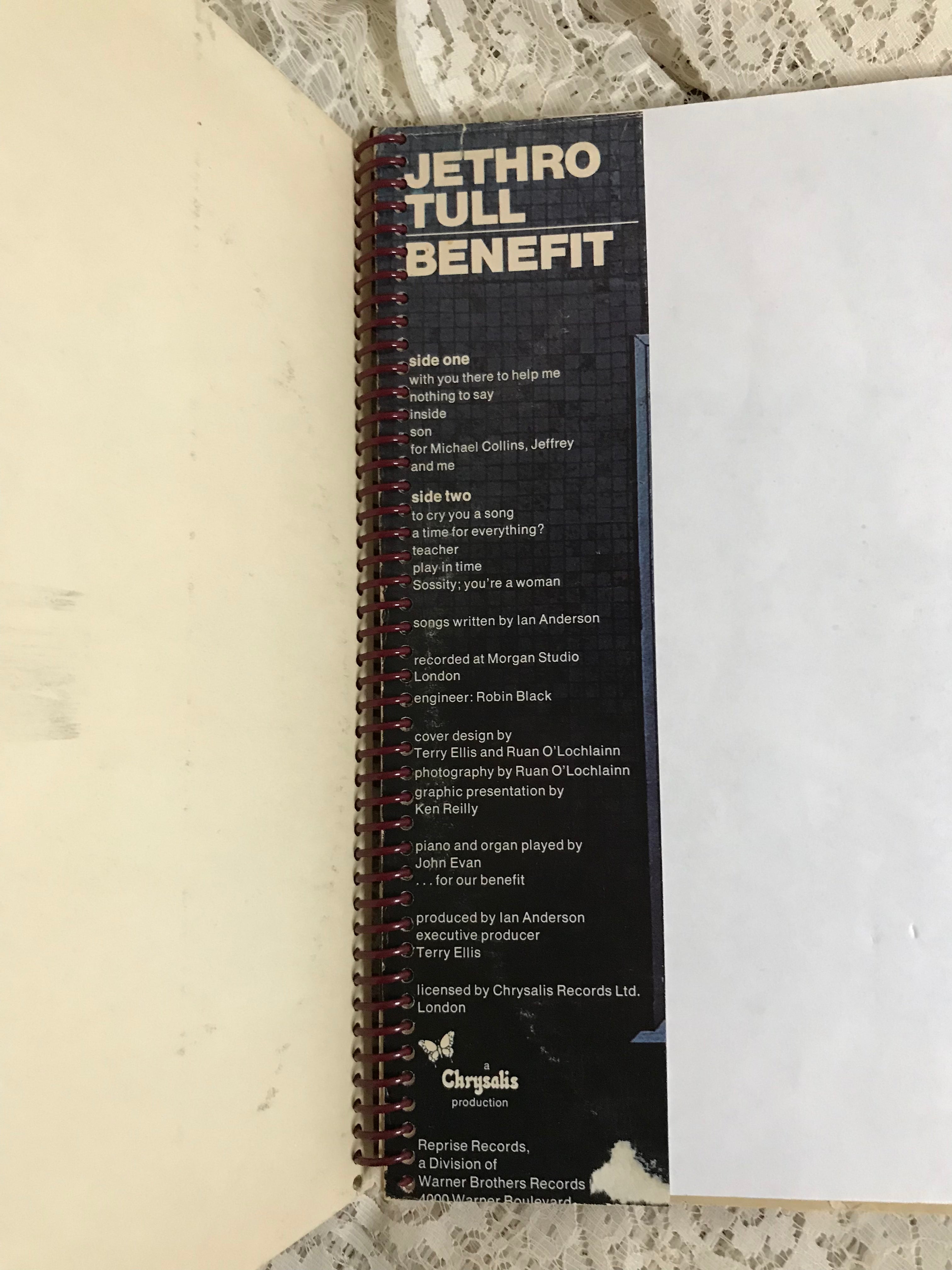 Jethro Tull Benefit Album Cover Notebook