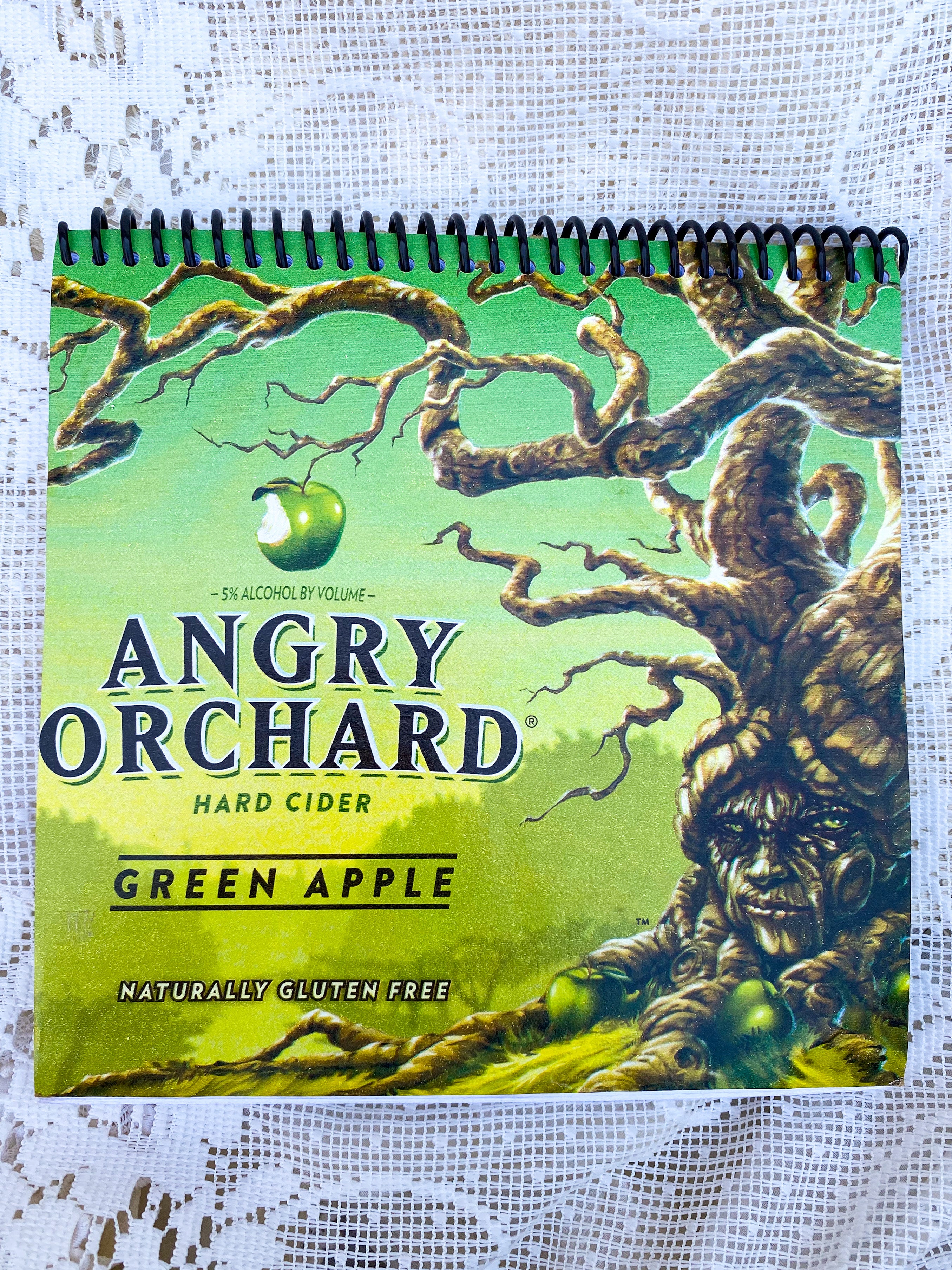 Angry Orchard Green Apple Recycled Beer Carton Notebook - Black Spiral
