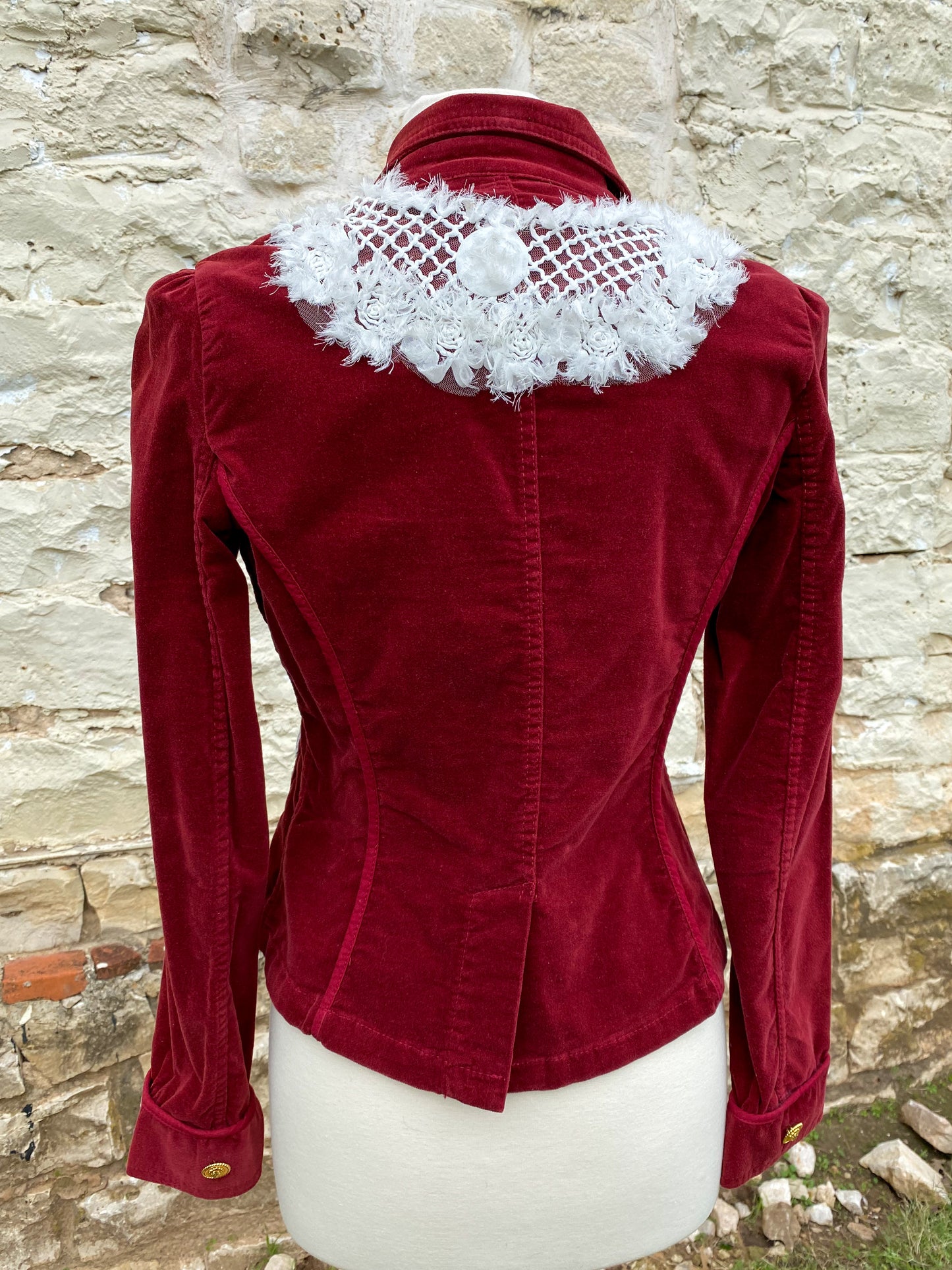 Burgundy Jacket with Fuzzy Yoke - Small