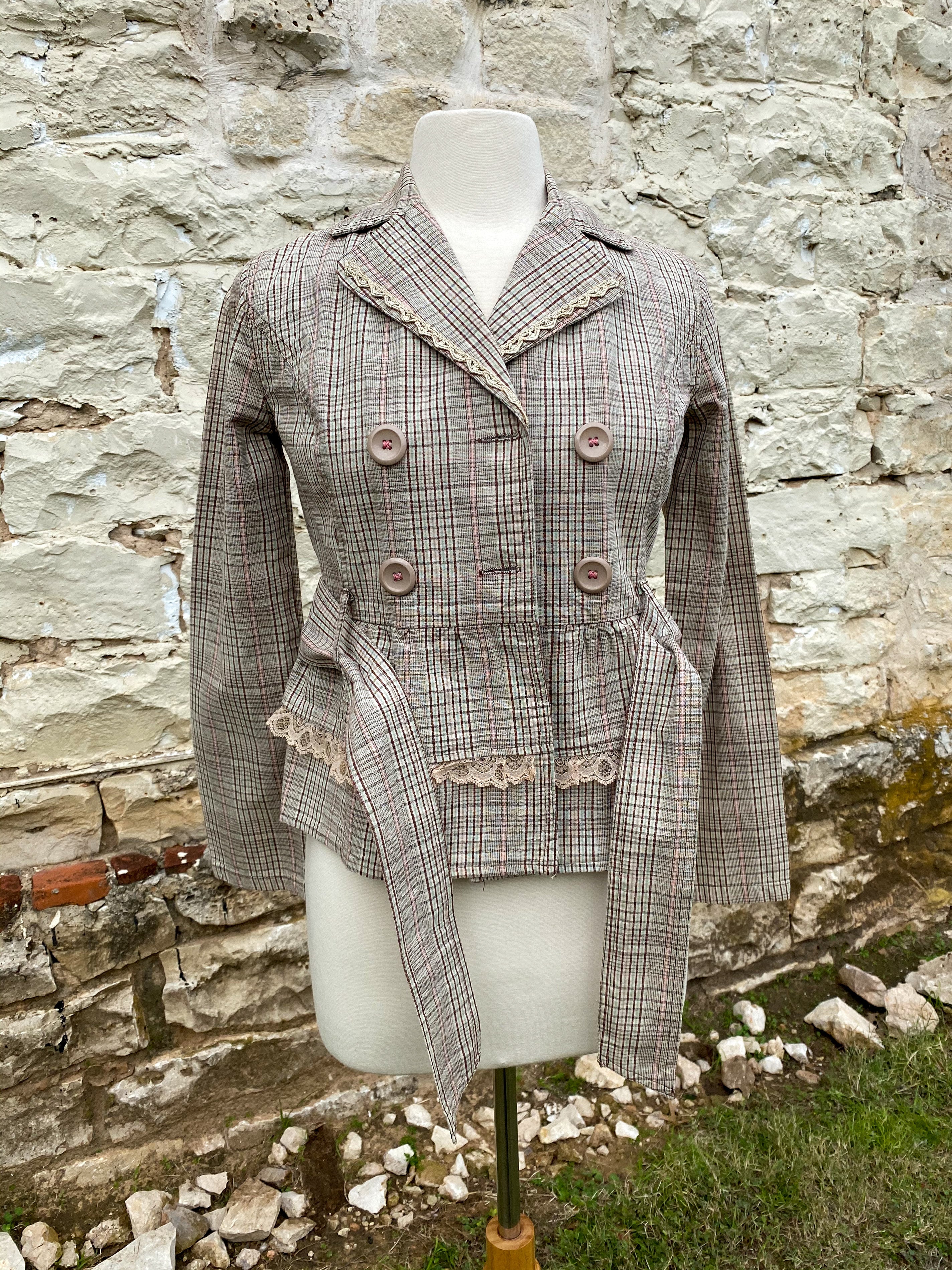 Light Brown Plaid Jacket - Small