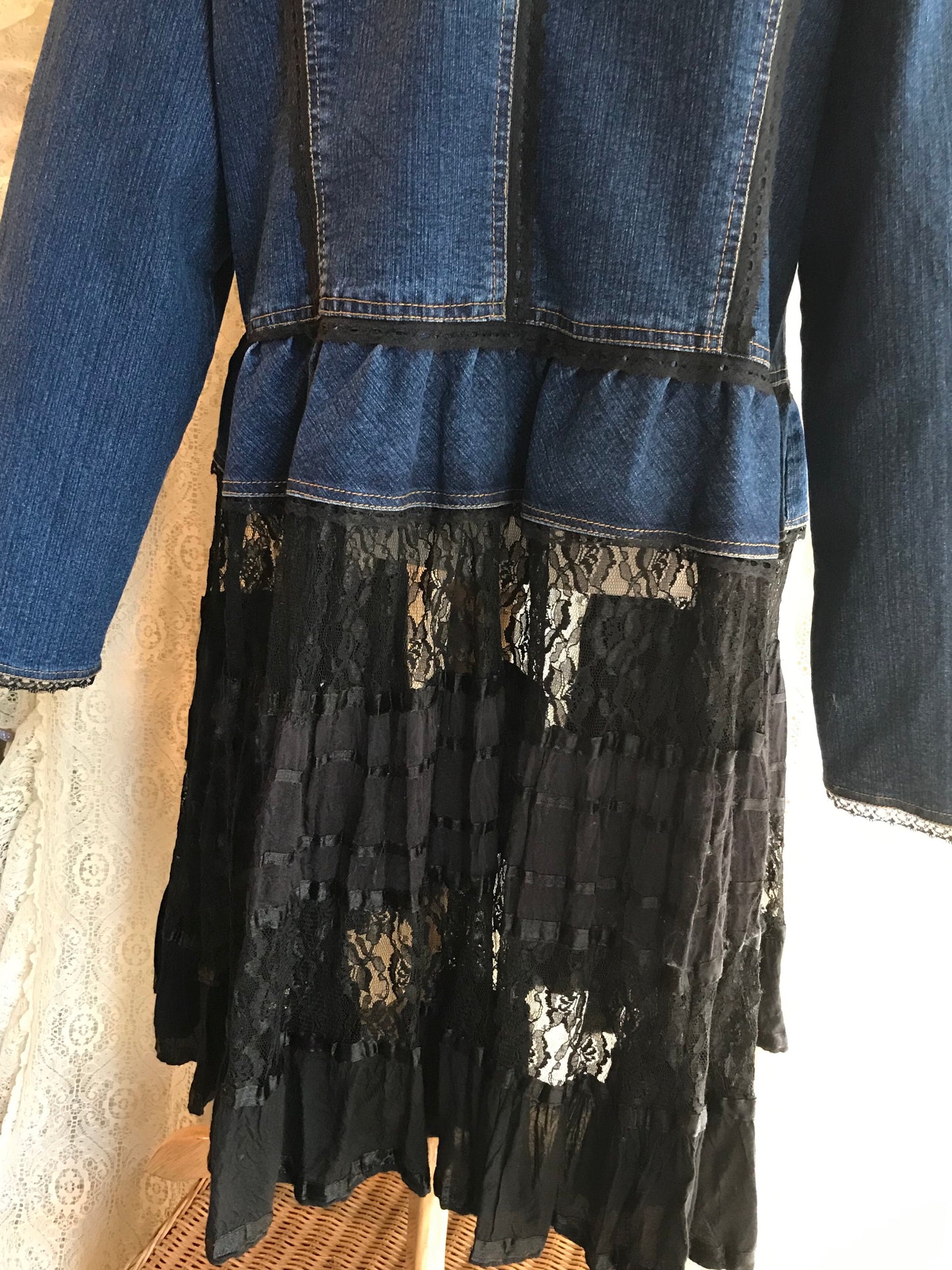 Ladies Denim and Lace Jacket For the Curvy Gal -3XL