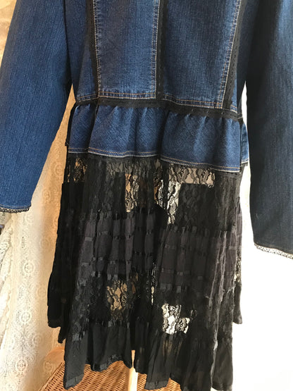 Ladies Denim and Lace Jacket For the Curvy Gal -3XL