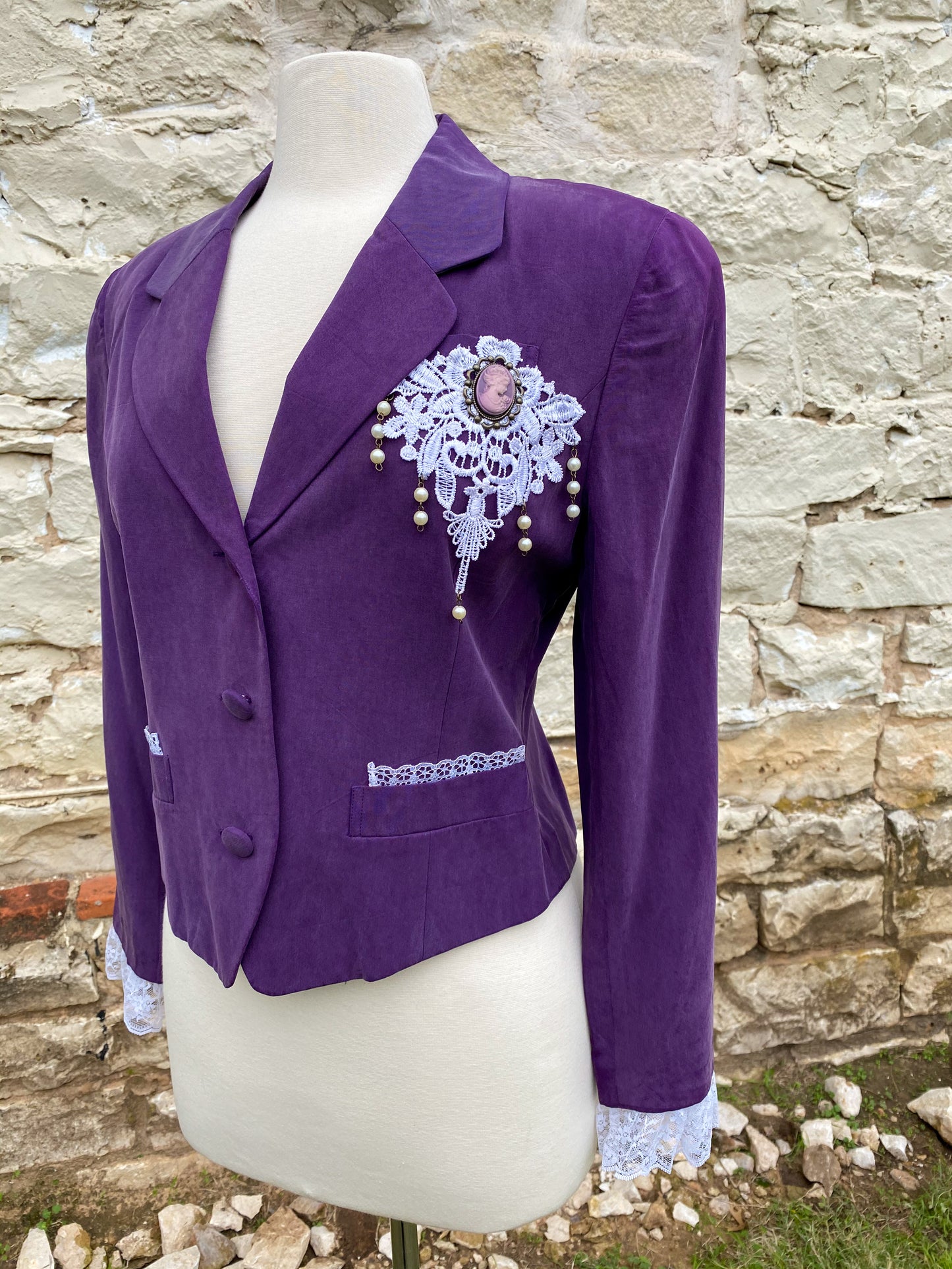 Short Purple Jacket with Brooch -Medium
