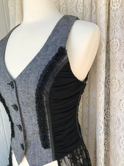 Ladies Vest With Lace Skirt -SMALL