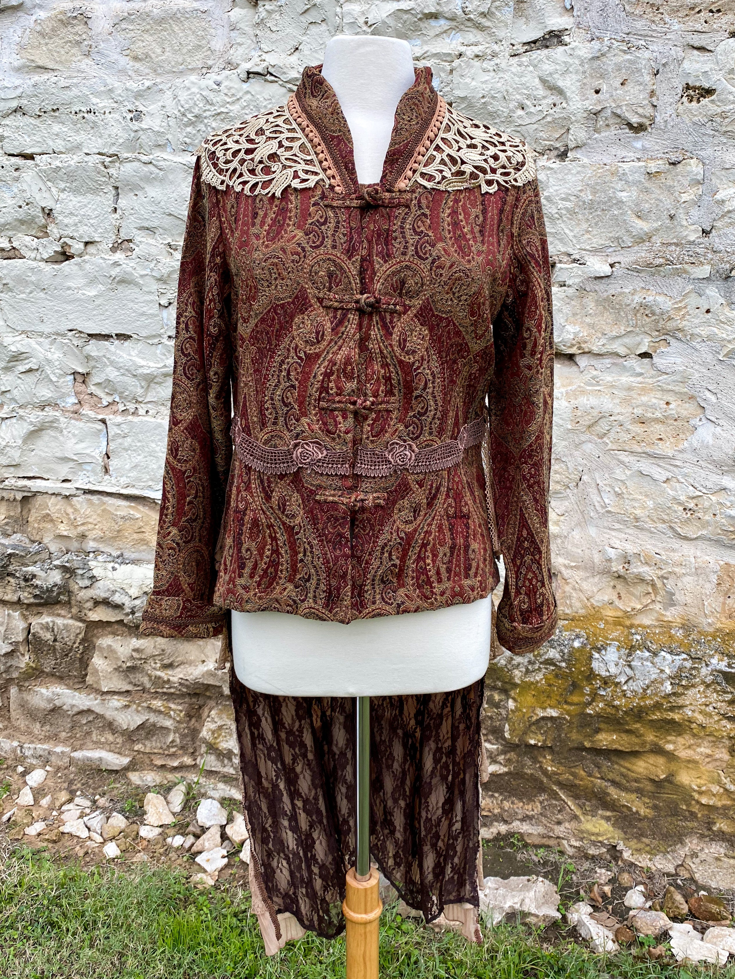 Elegant Paisley Upcycled Victorian Jacket -SMALL