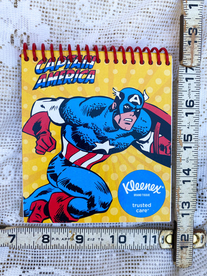 Marvel Comics - Spider Man and Captain America Recycled Kleenex Box Notebook