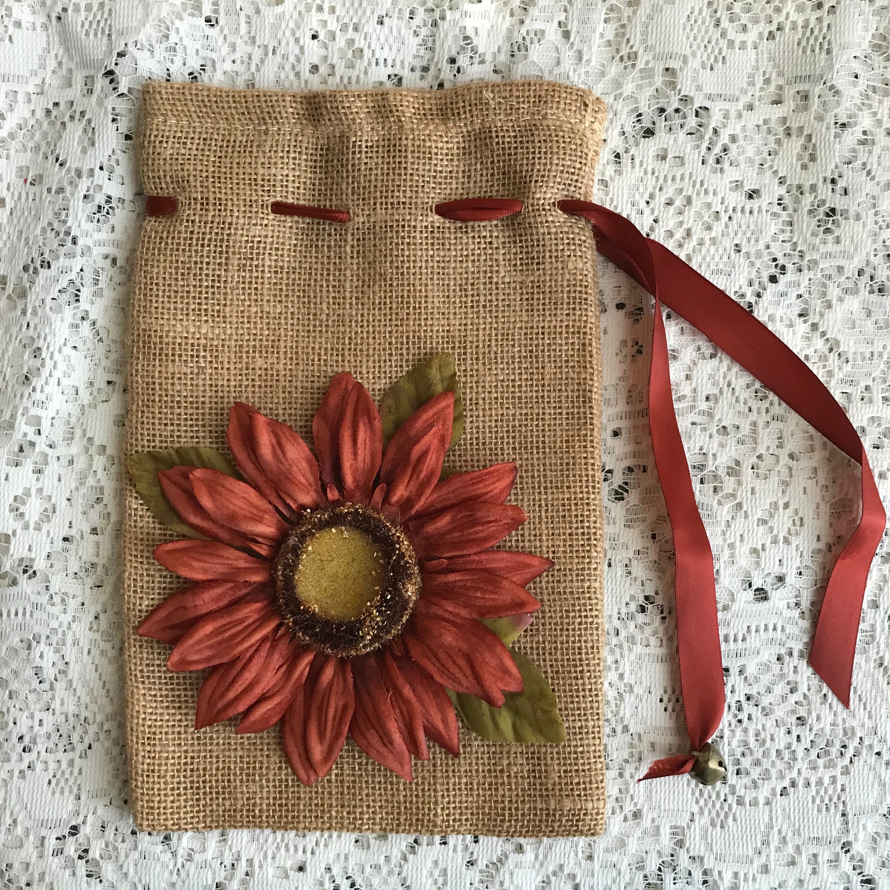 Drawstring Bag with Sunflower