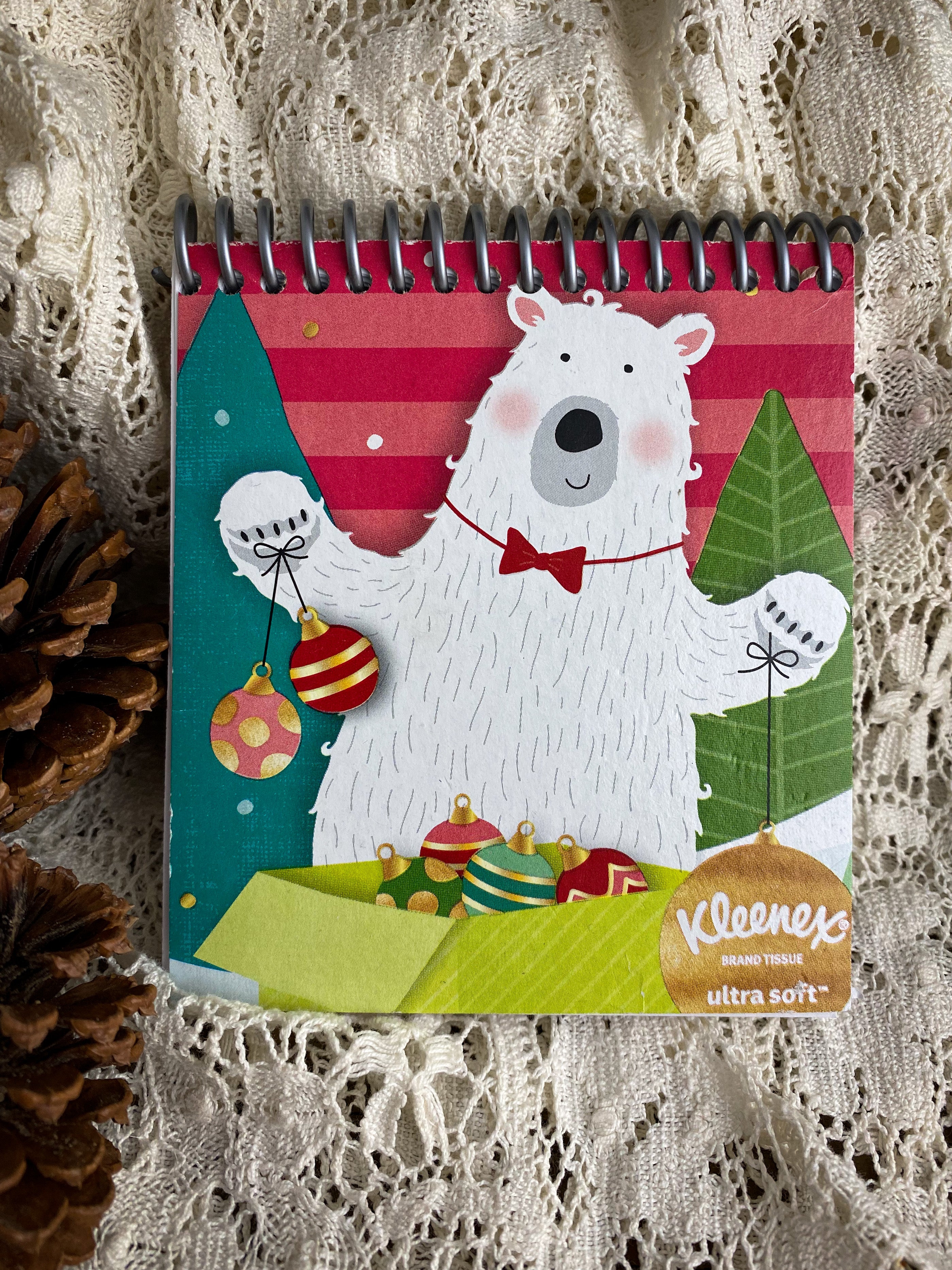 Holiday Bear Recycled Kleenex Box Notebook