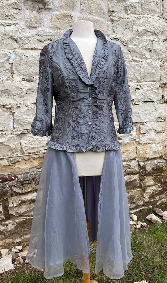 Silver Brocade Long Jacket - Large