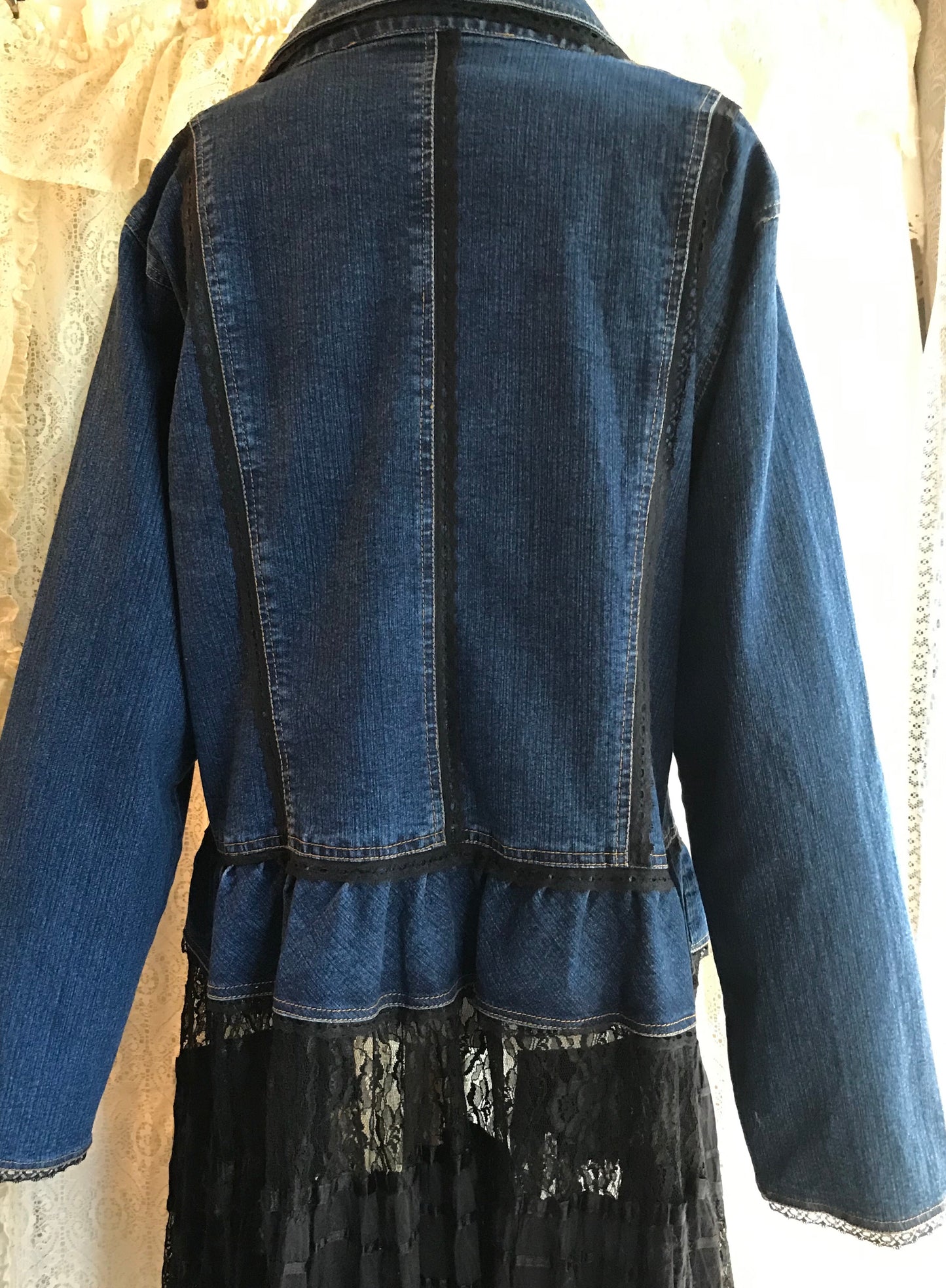 Ladies Denim and Lace Jacket For the Curvy Gal -3XL
