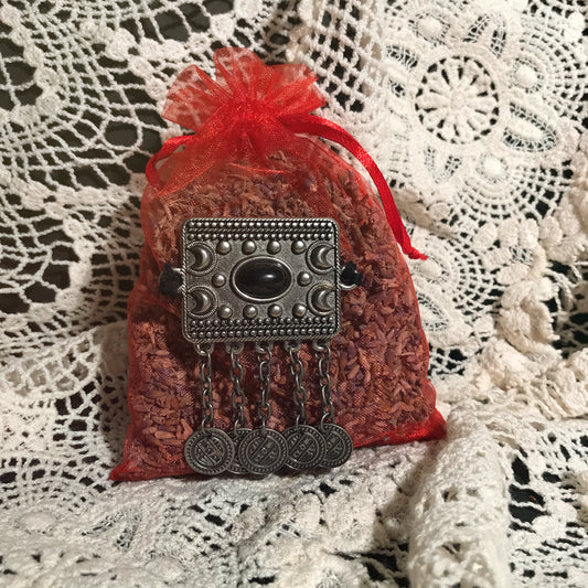 Organic Lavender & Gemstone Sachet with Black Jasper