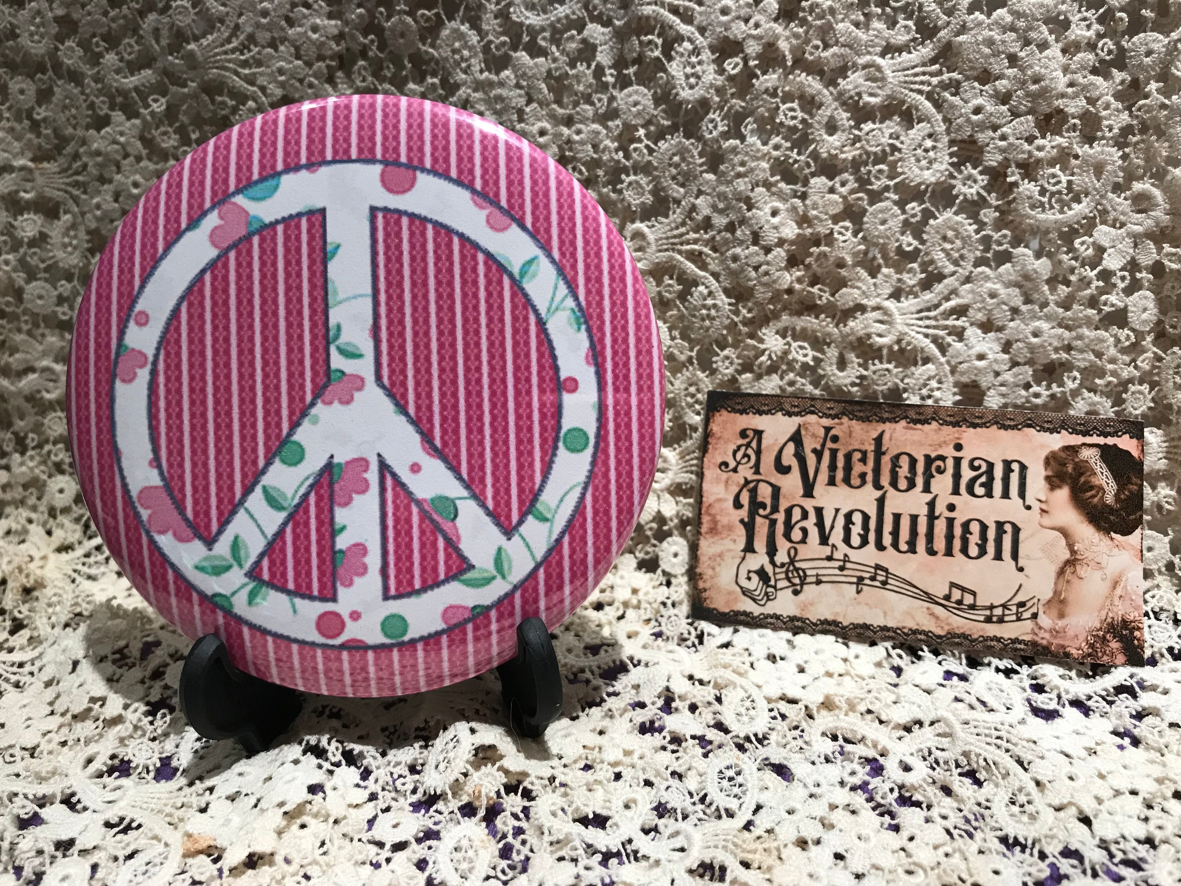 Pocket Mirror Striped Peace Sign