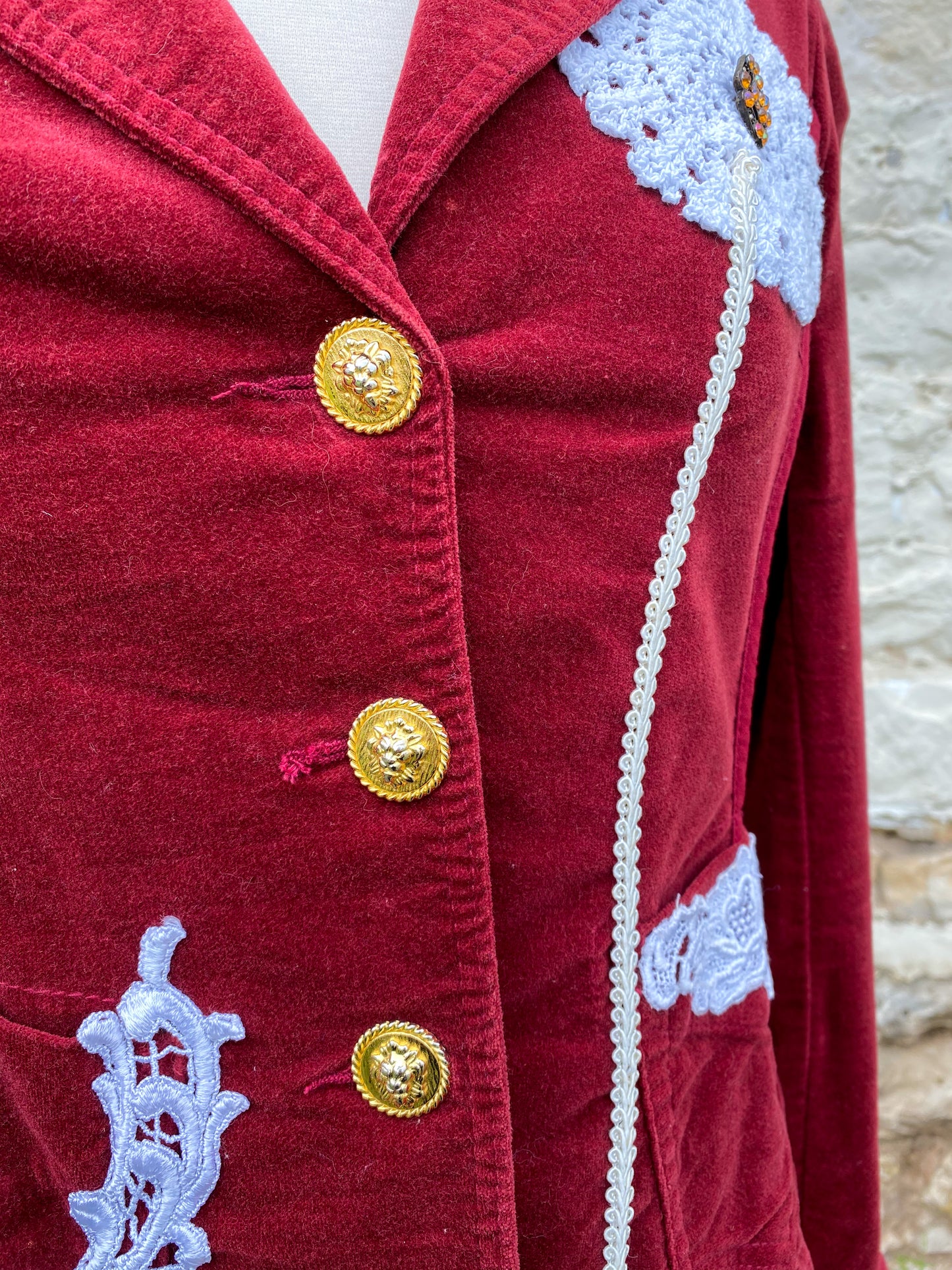 Burgundy Jacket with Fuzzy Yoke - Small