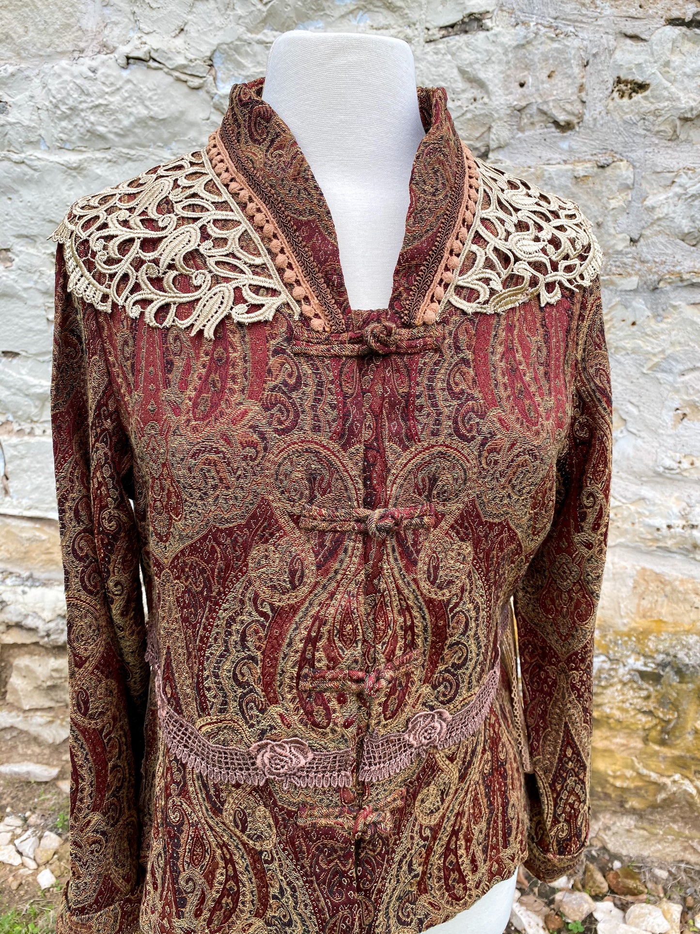Elegant Paisley Upcycled Victorian Jacket -SMALL